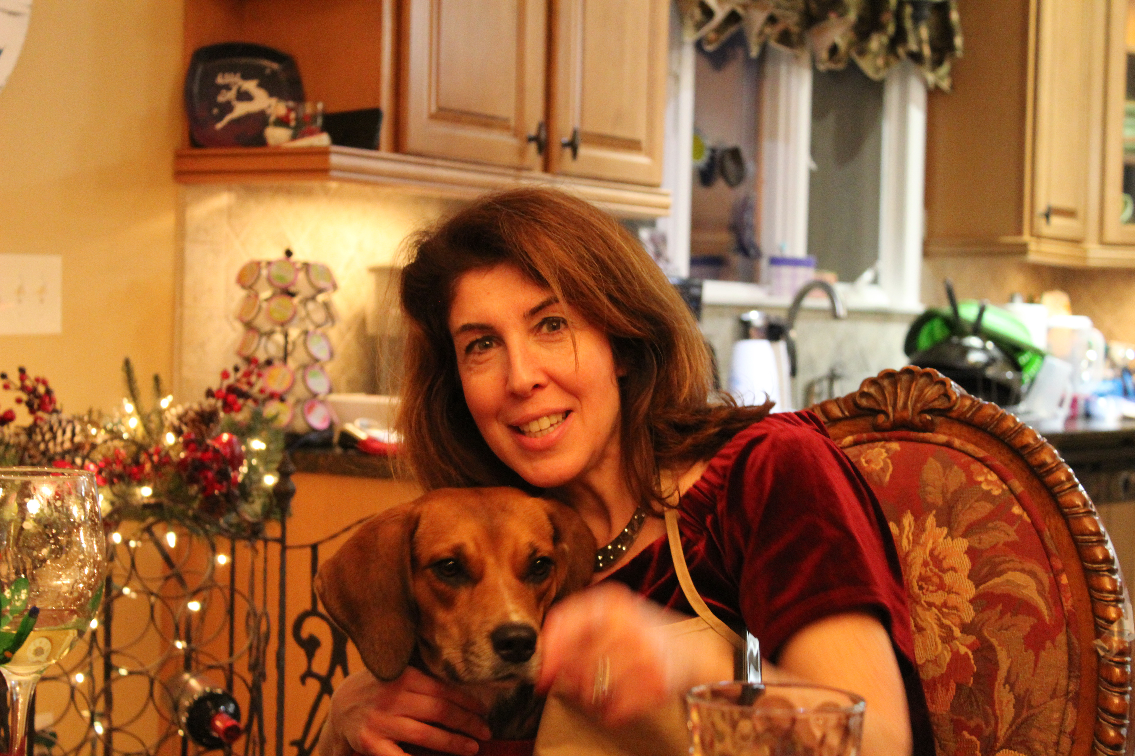 A picture of my mom and Daisy during Christmas dinner.