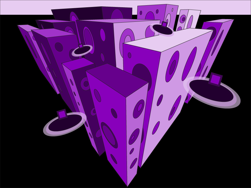 A 3-point perspective futuristic city.