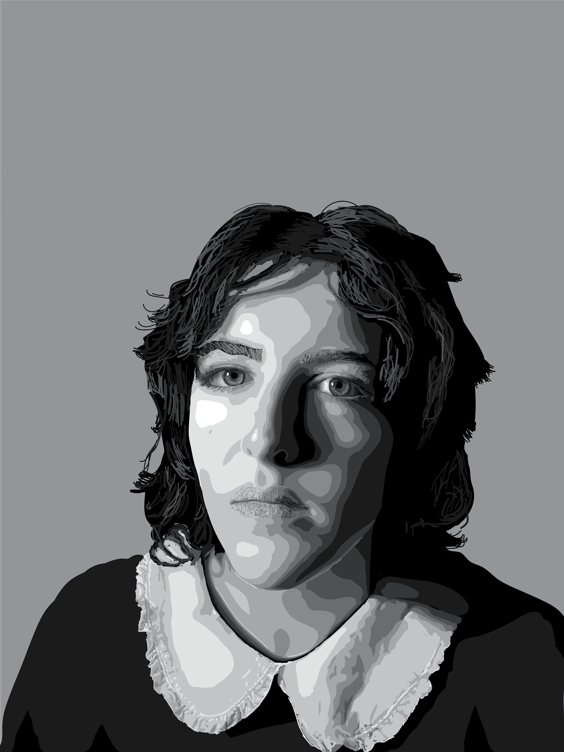 A vector portrait of myself in grayscale.