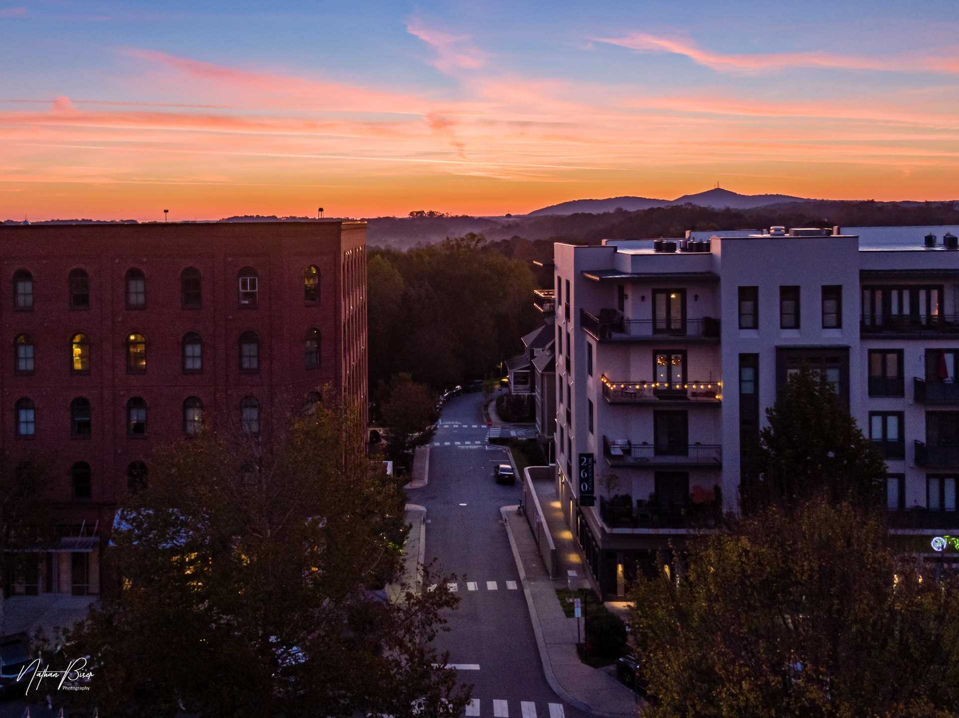Downtown Woodstock just before sunrise