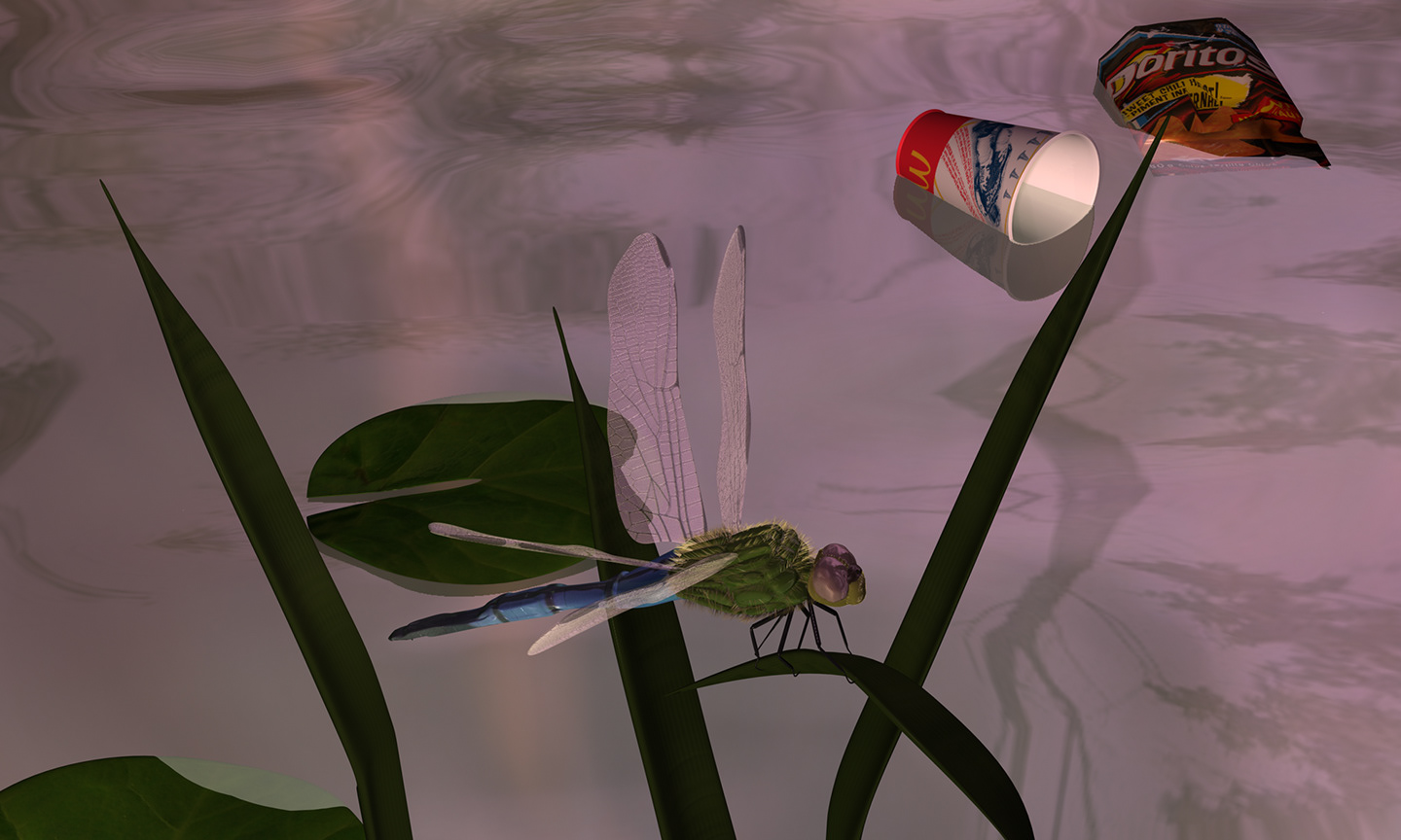 Dragonfly: Model and Texture in C4D.