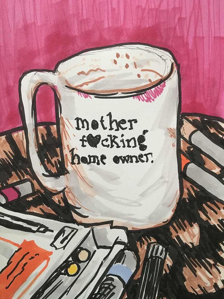 Housewarming Gift. Marker and Micron Pen on Paper.