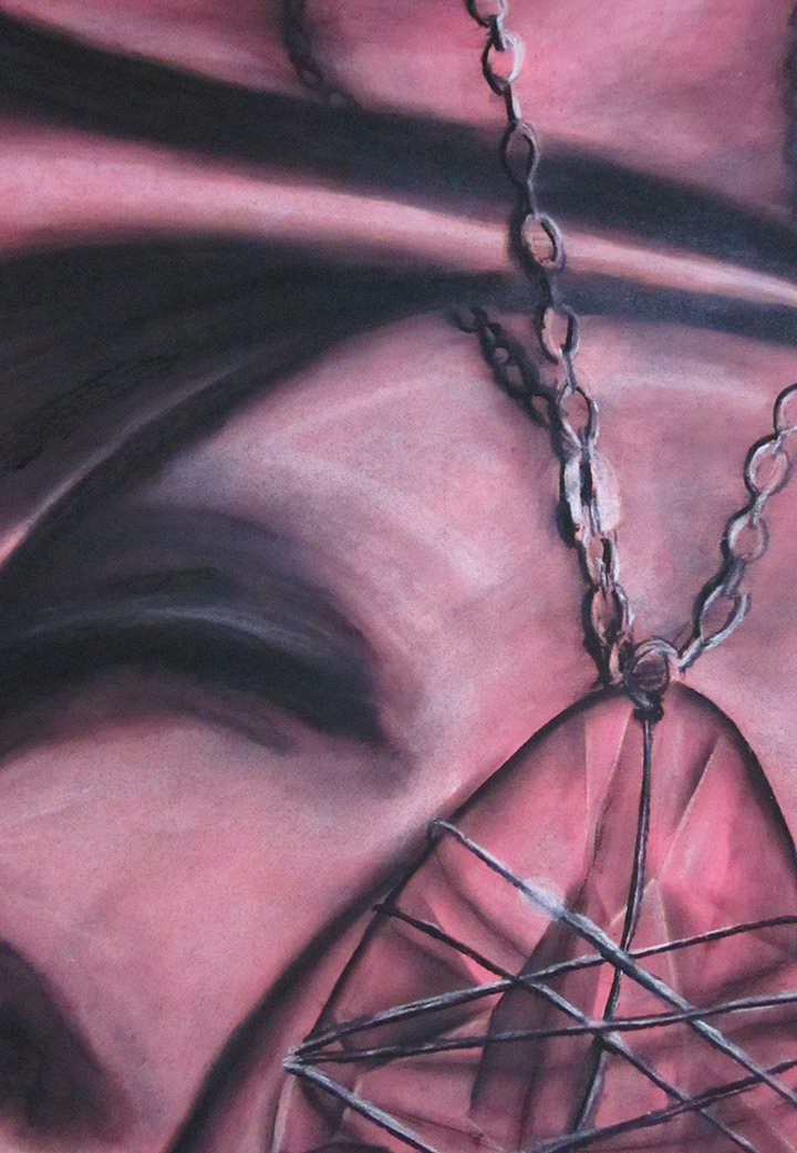 Gem Necklace. Charcoal on Colored Paper.