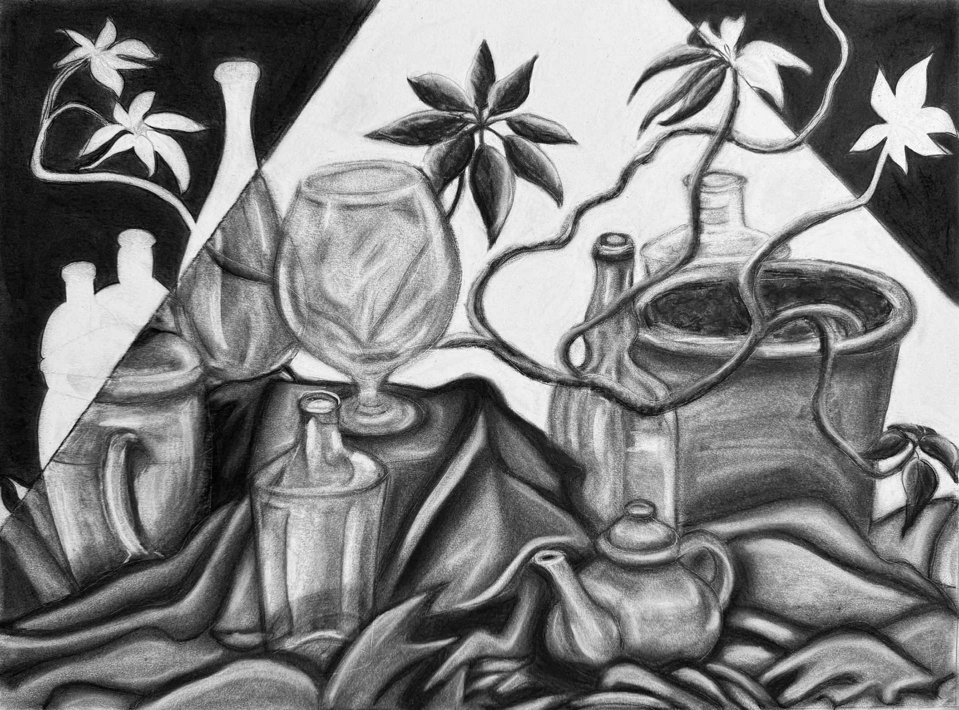 Negative & Positive Space, charcoal,  2025