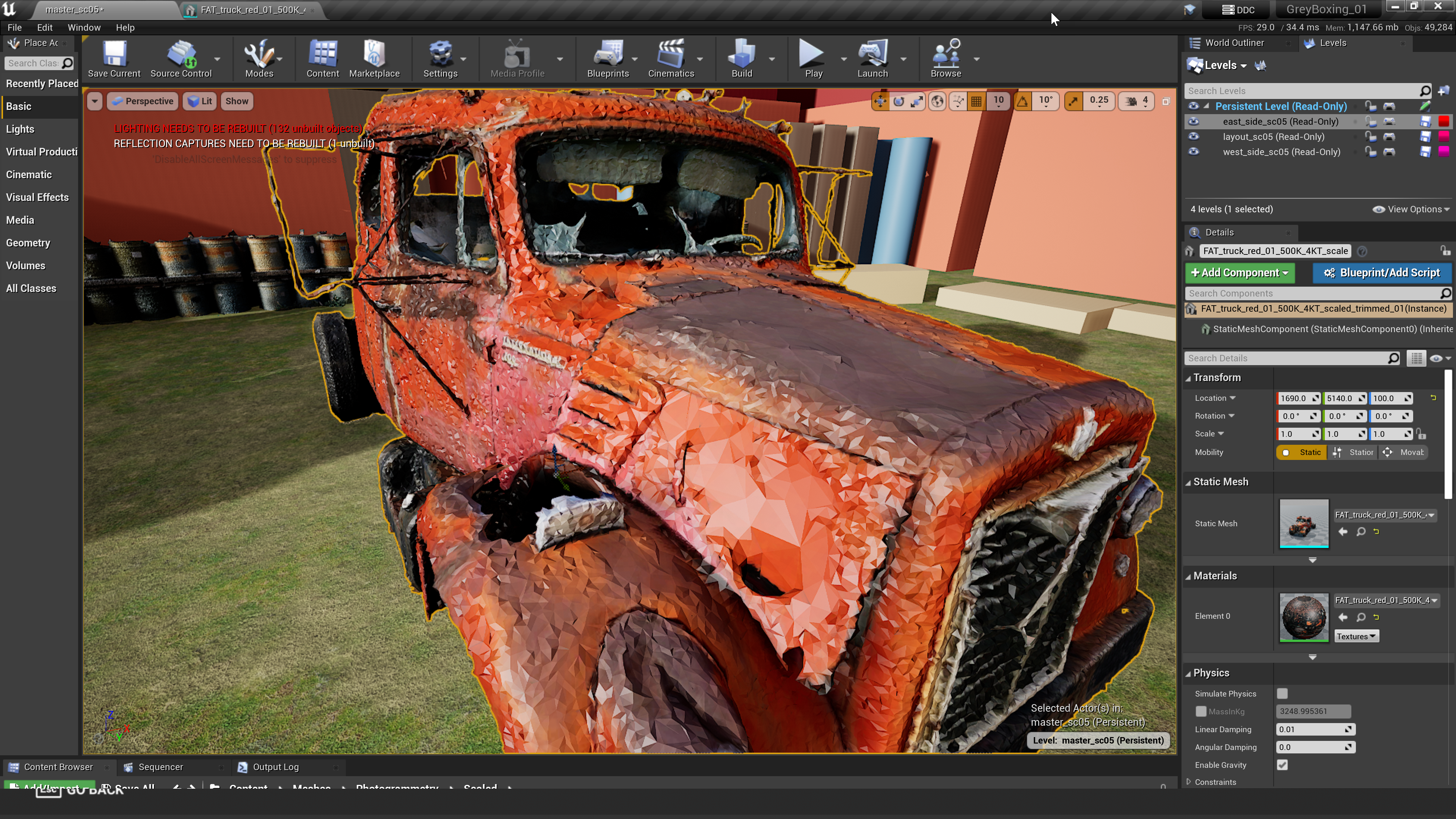 Truck look in Unreal