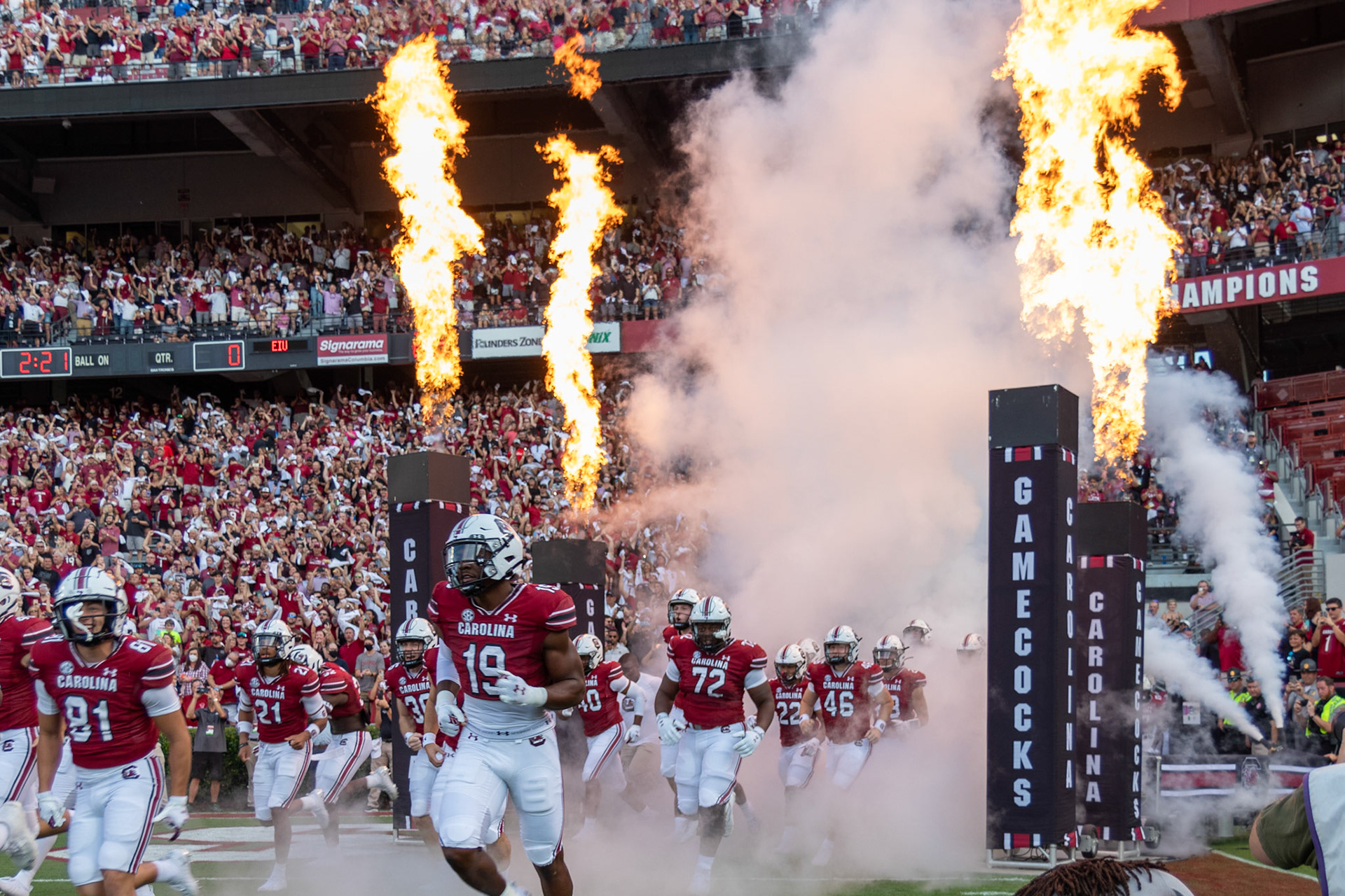The Gamecocks run out to be greeted by an almost full Williams-Brice Stadium to start off the 2021 football season.