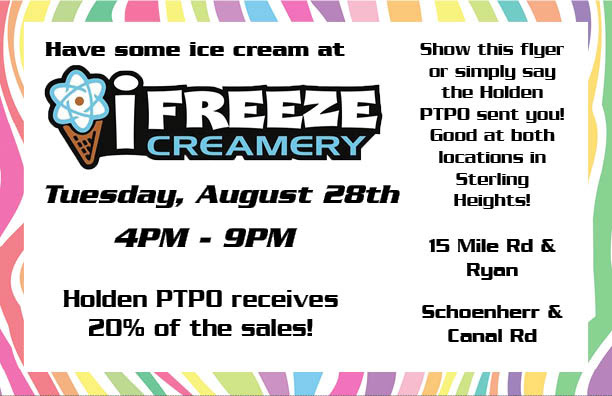 A half-page flyer advertising a restaurant night for Holden Elementary PTPO