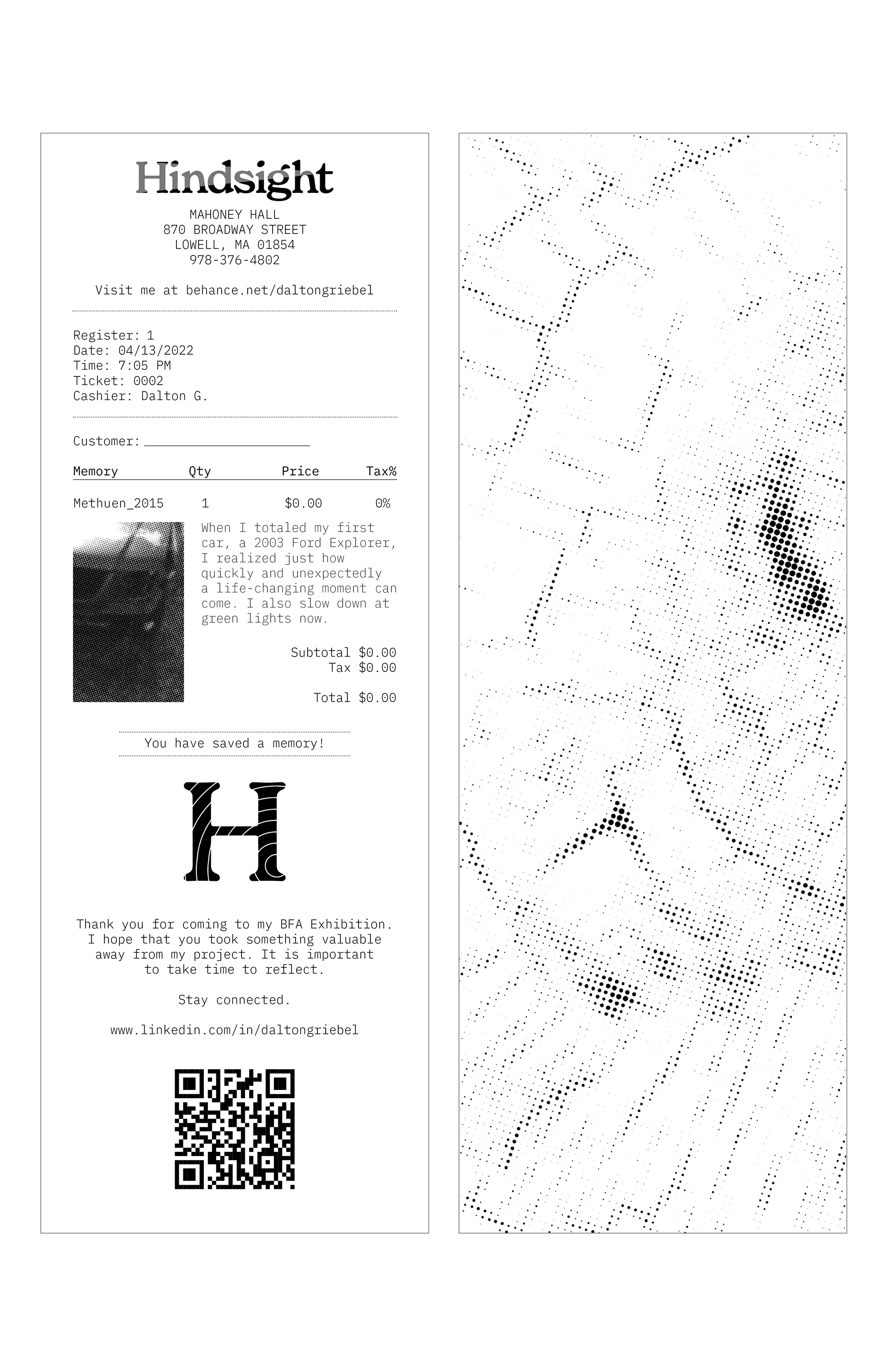 Receipt leave-behind as a record of our "transaction".