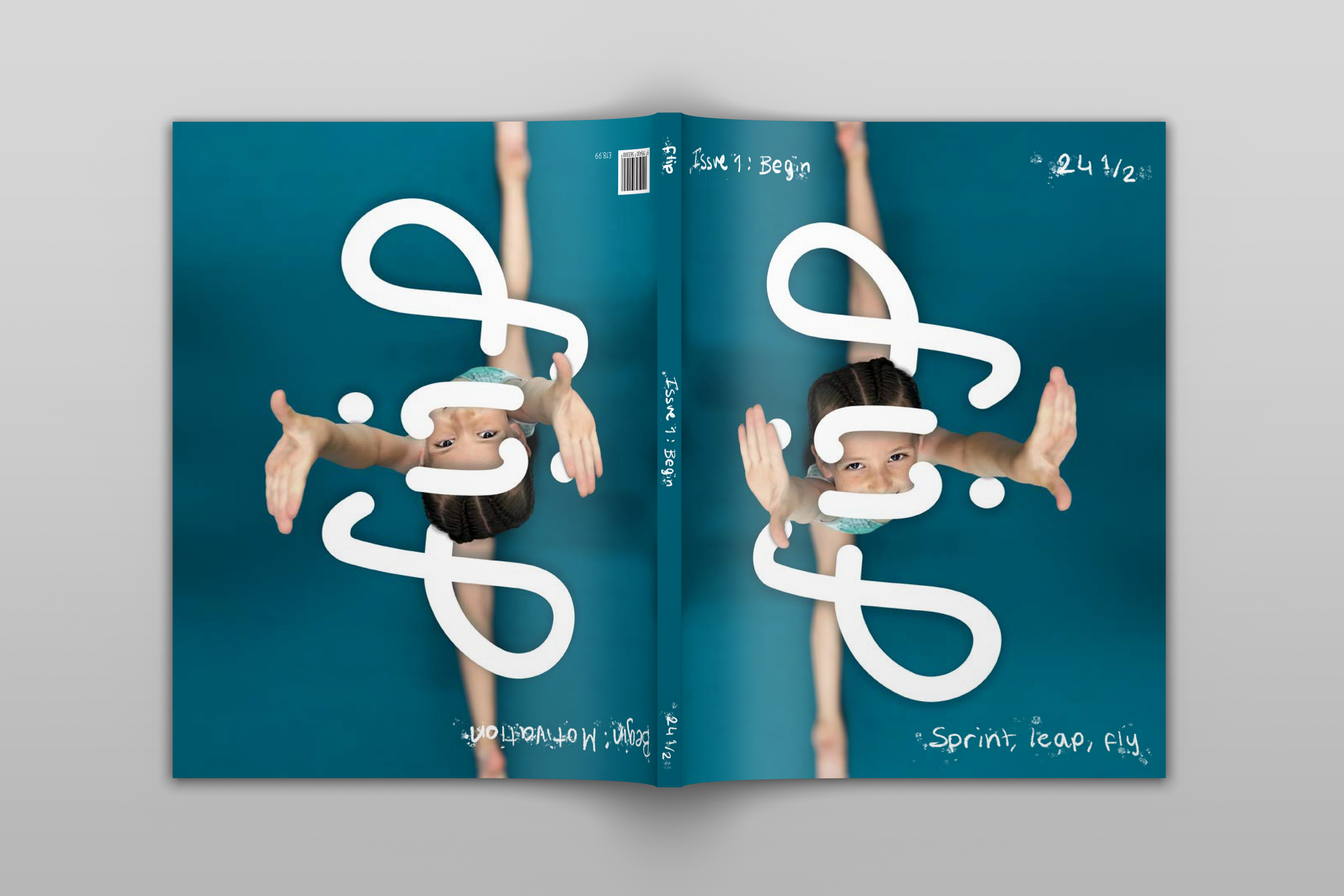 Conceptual magazine cover in which the user physically flips the magazine upside down to read the other side.