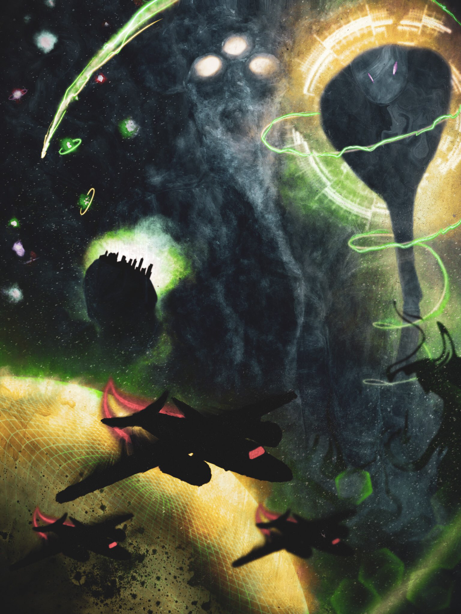 "Drifter Monkey From Another Sun" Illustration für das Musikvideo von MAGICAL SPACE WIZARD und THE DHAZE