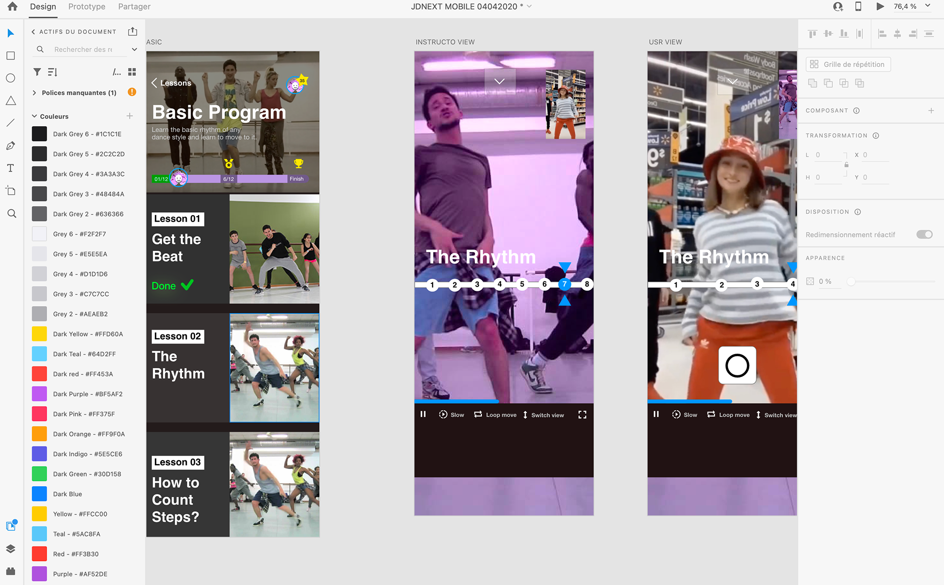 Adobe XD prototype : Program lesson