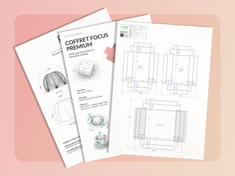 Ingénierie packaging /Études structurelles, plans de découpe et optimisation des formats. Chaque packaging est conçu pour être réalisable, fiable et rentable.