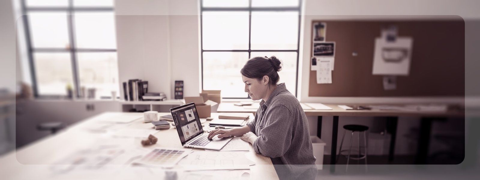 Designer packaging indépendant travaillant sur la conception technique et graphique d'un projet client.