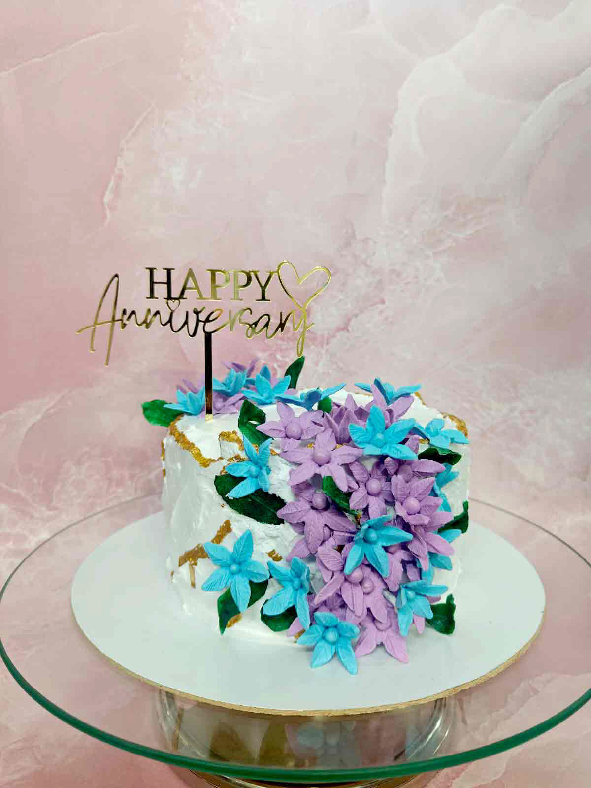Floral Blueberry Whipped Cream Cake