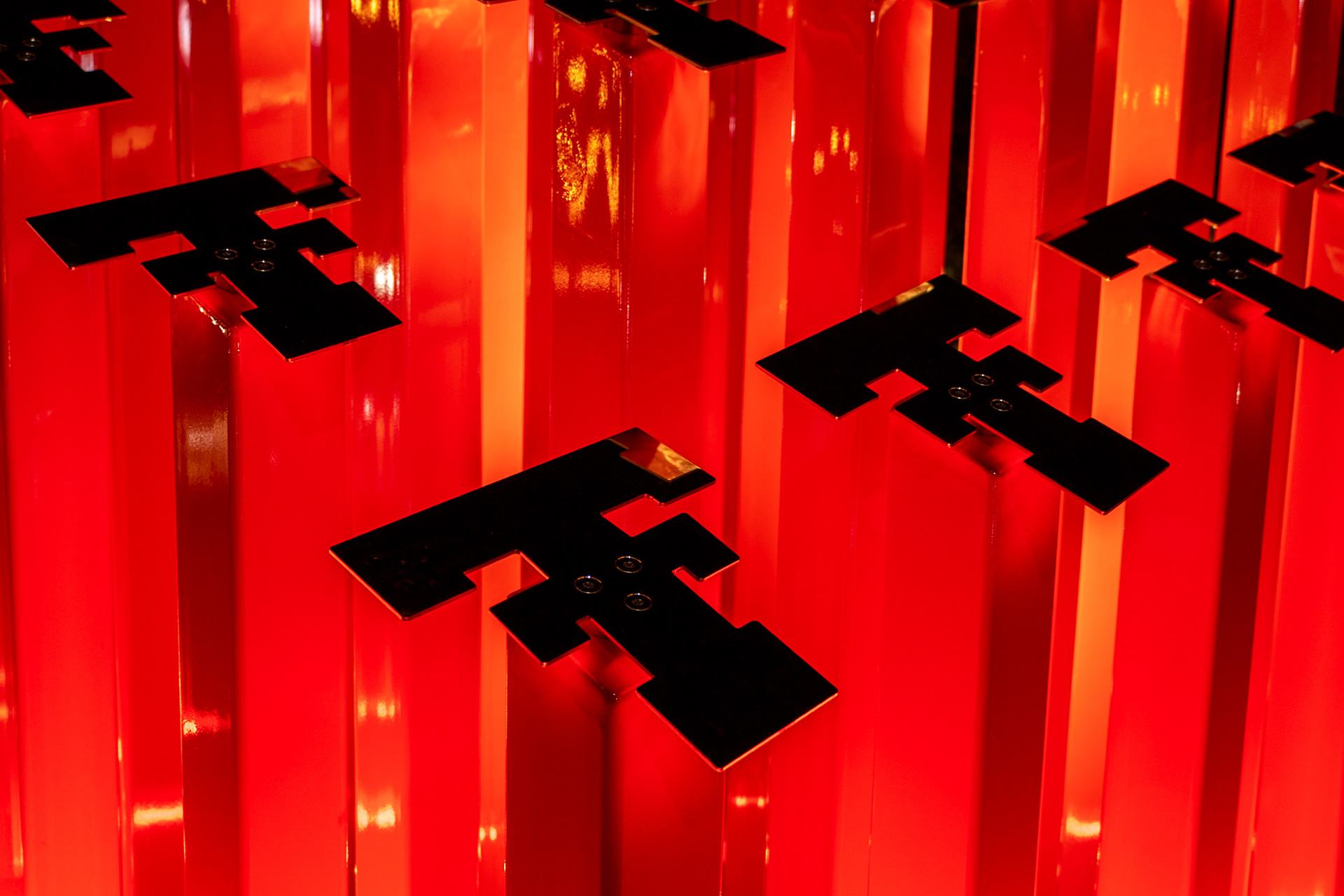 "100 Reflections" public art piece on the Centennial Plaza of Texas Tech University