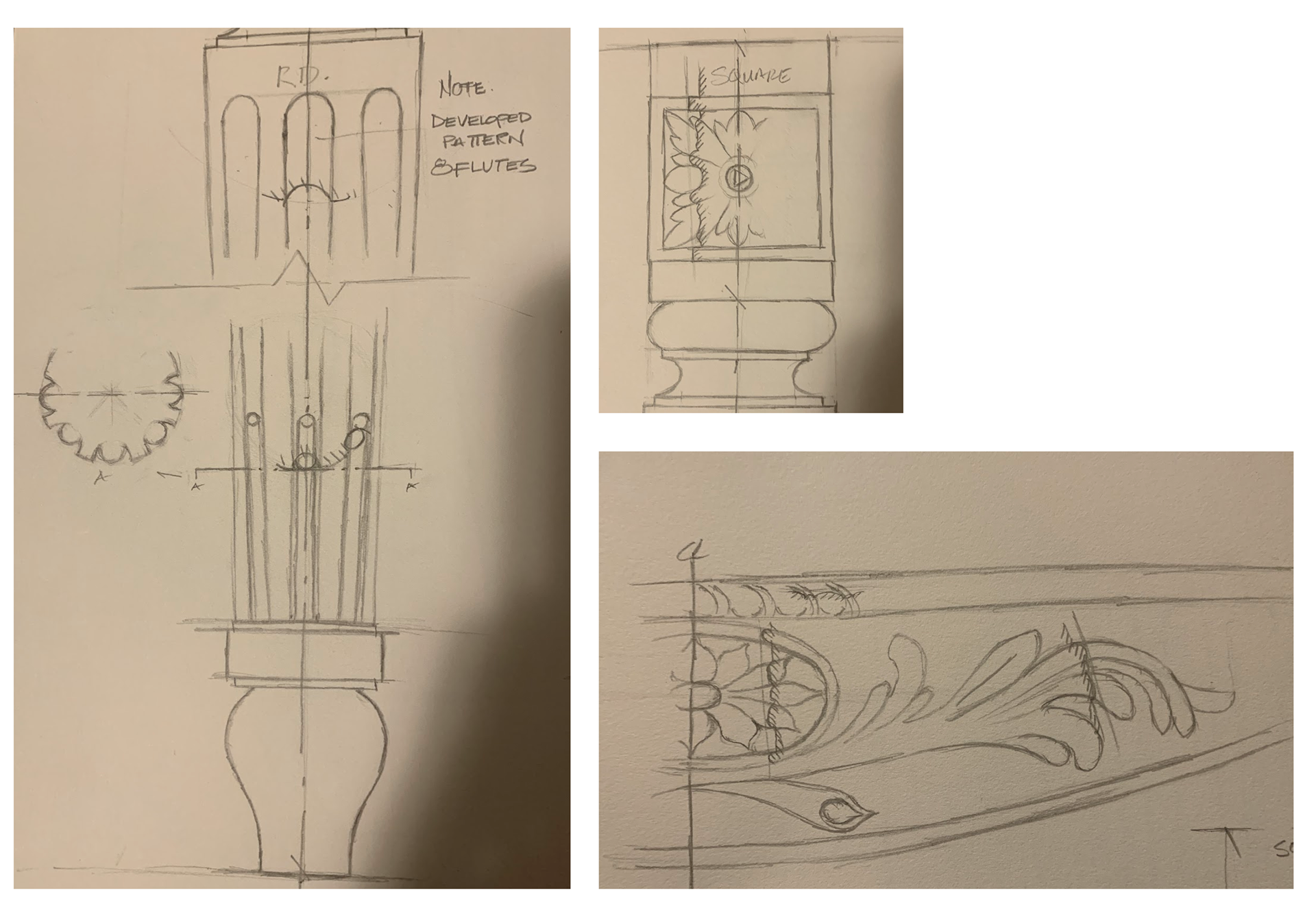I referenced sketches I drew from French furniture