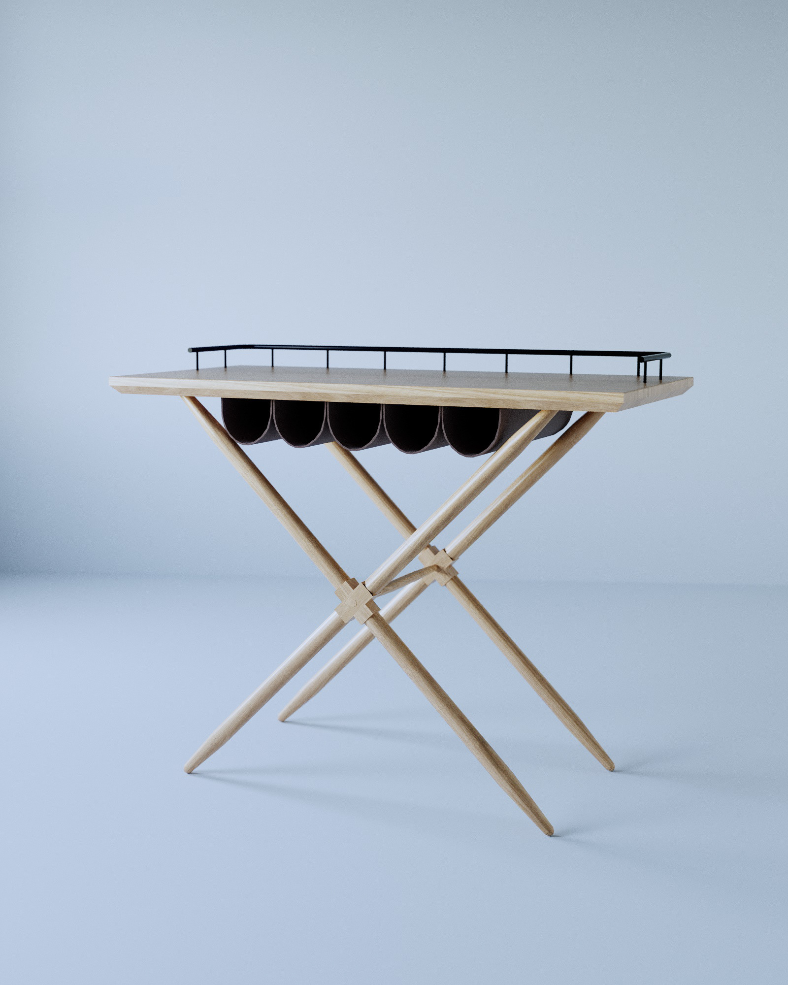 Bar Table with leather bottle slings