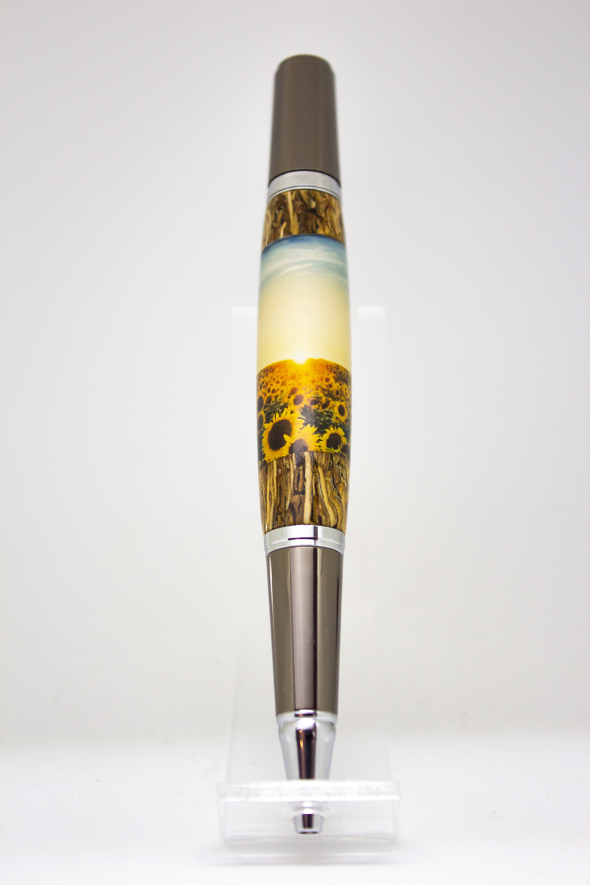 Compressed Sunflower Seeds and a Printed Image in Resin