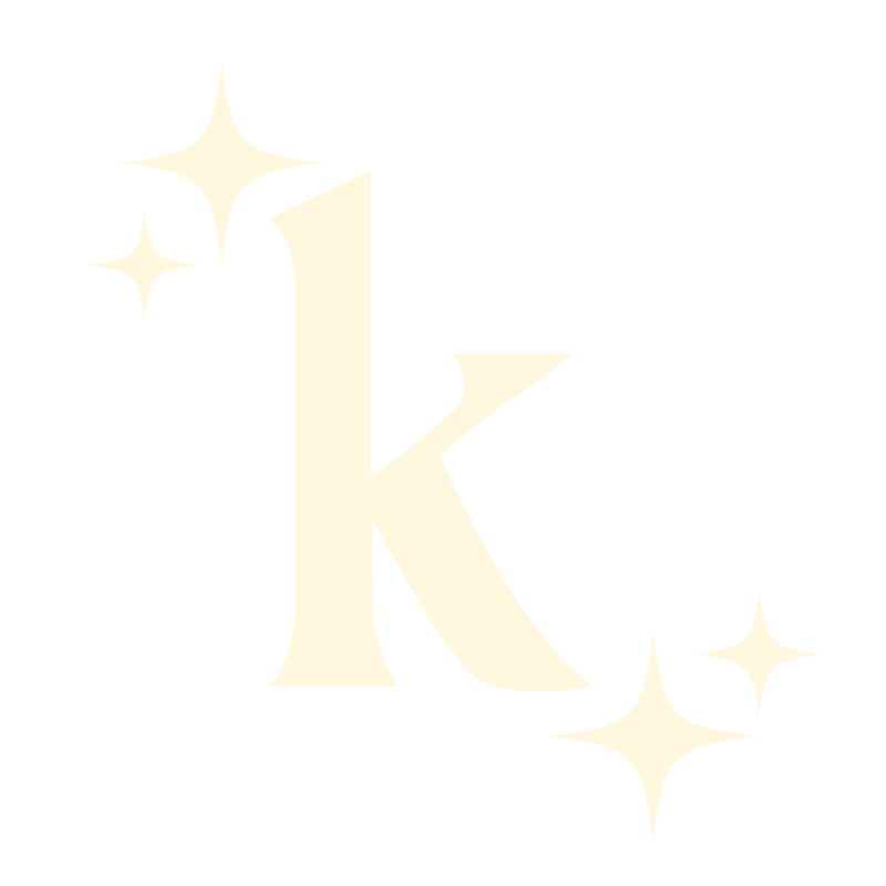Klewless logo. Letter 'k', with one star on the left of the 'k' and two stars below.