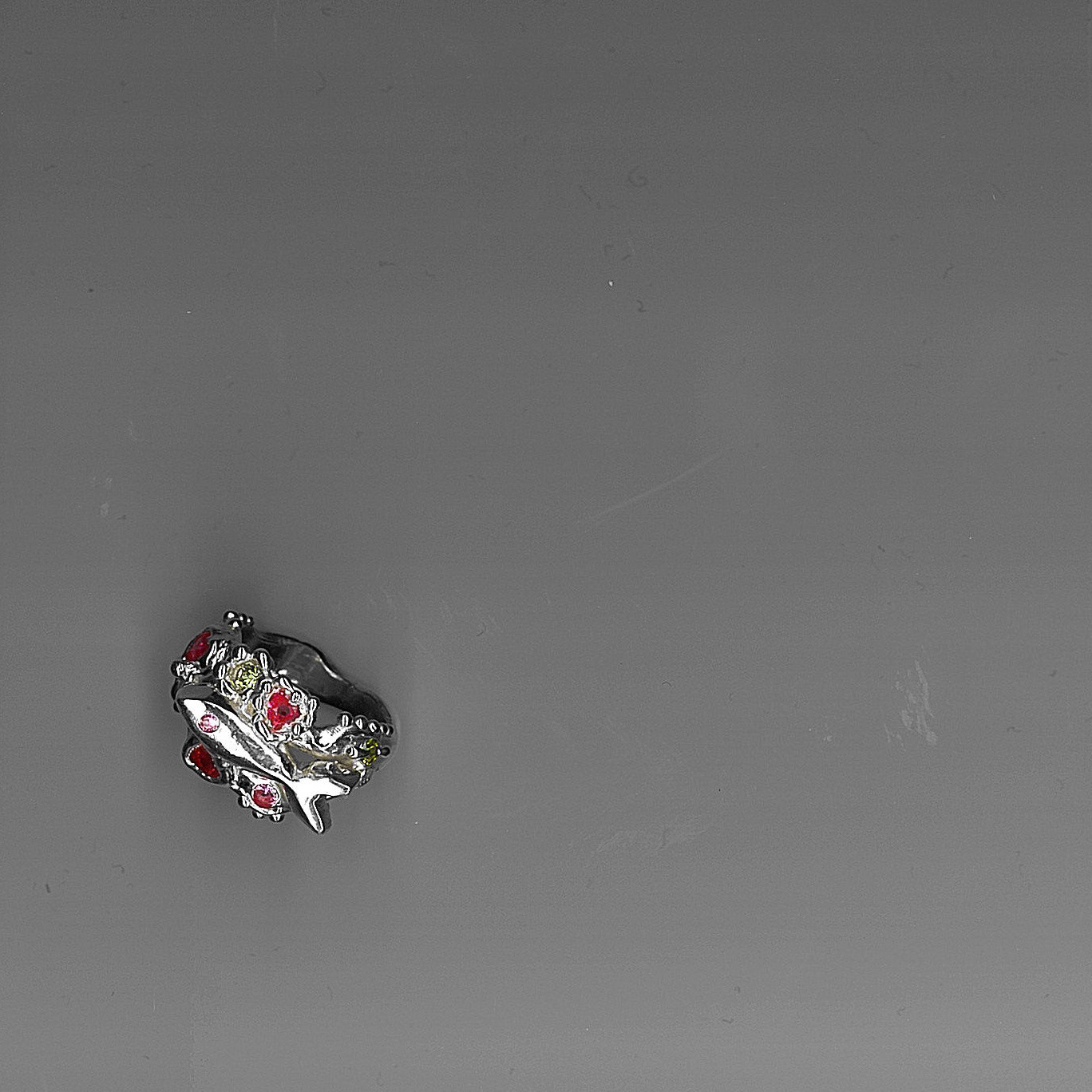 For Clair Ring, 2025. Recycled sterling silver, lab-grown sapphires, natural sapphires.