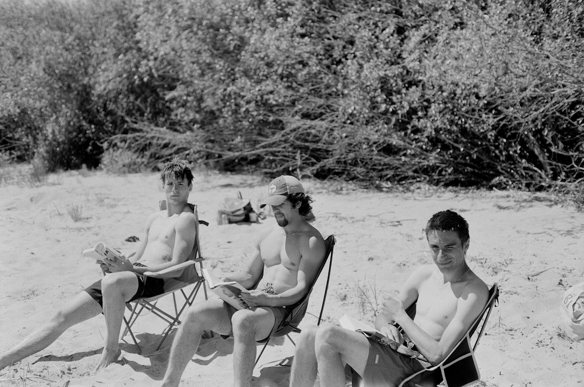 Will, Dylan, and Cyrus pretending to read