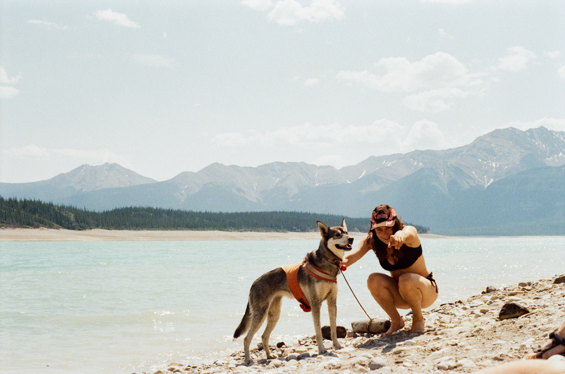 Sophie and Juno at Abraham Lake