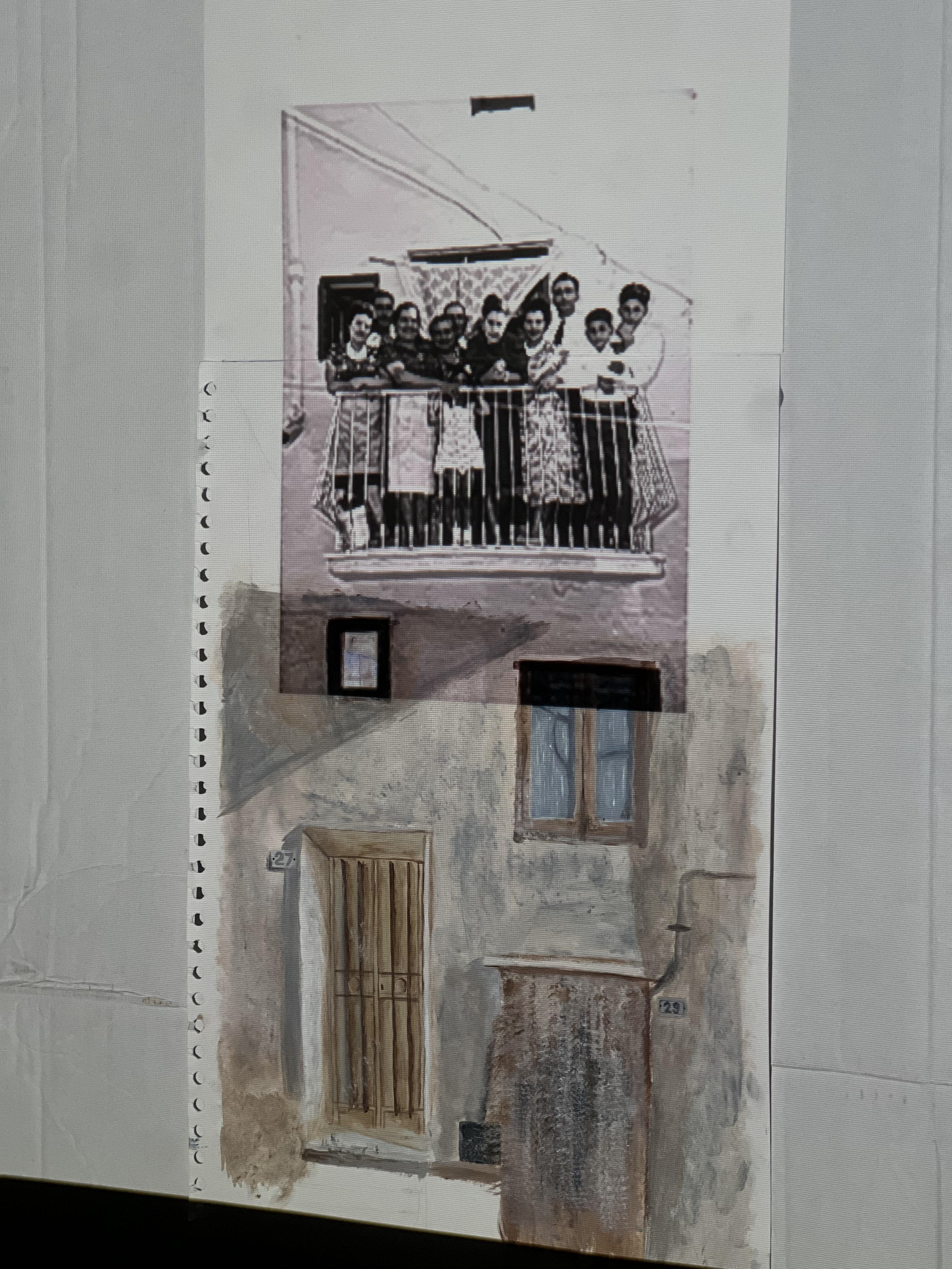 Castiglione, C. '27' (2024) Acrylic on paper, 29.7 x 42cm, Projection overlay.