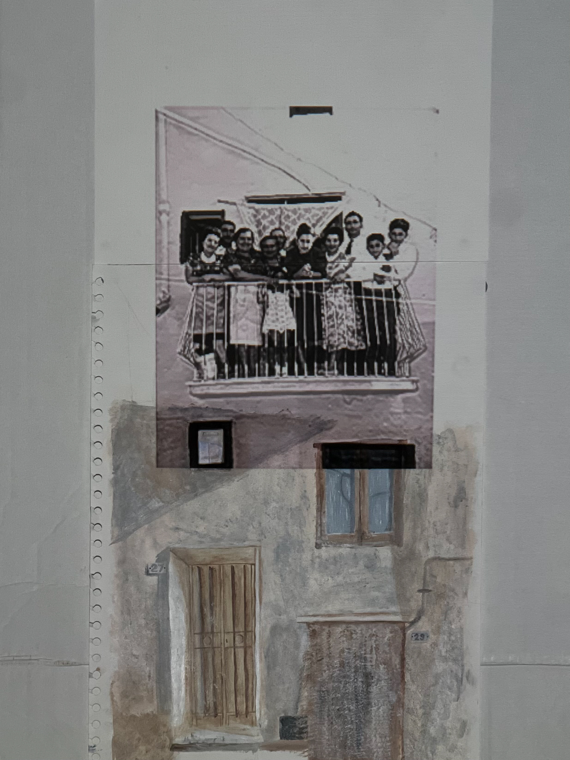 Castiglione, C. '27' (2024) Acrylic on paper, 29.7 x 42cm, Projection overlay.