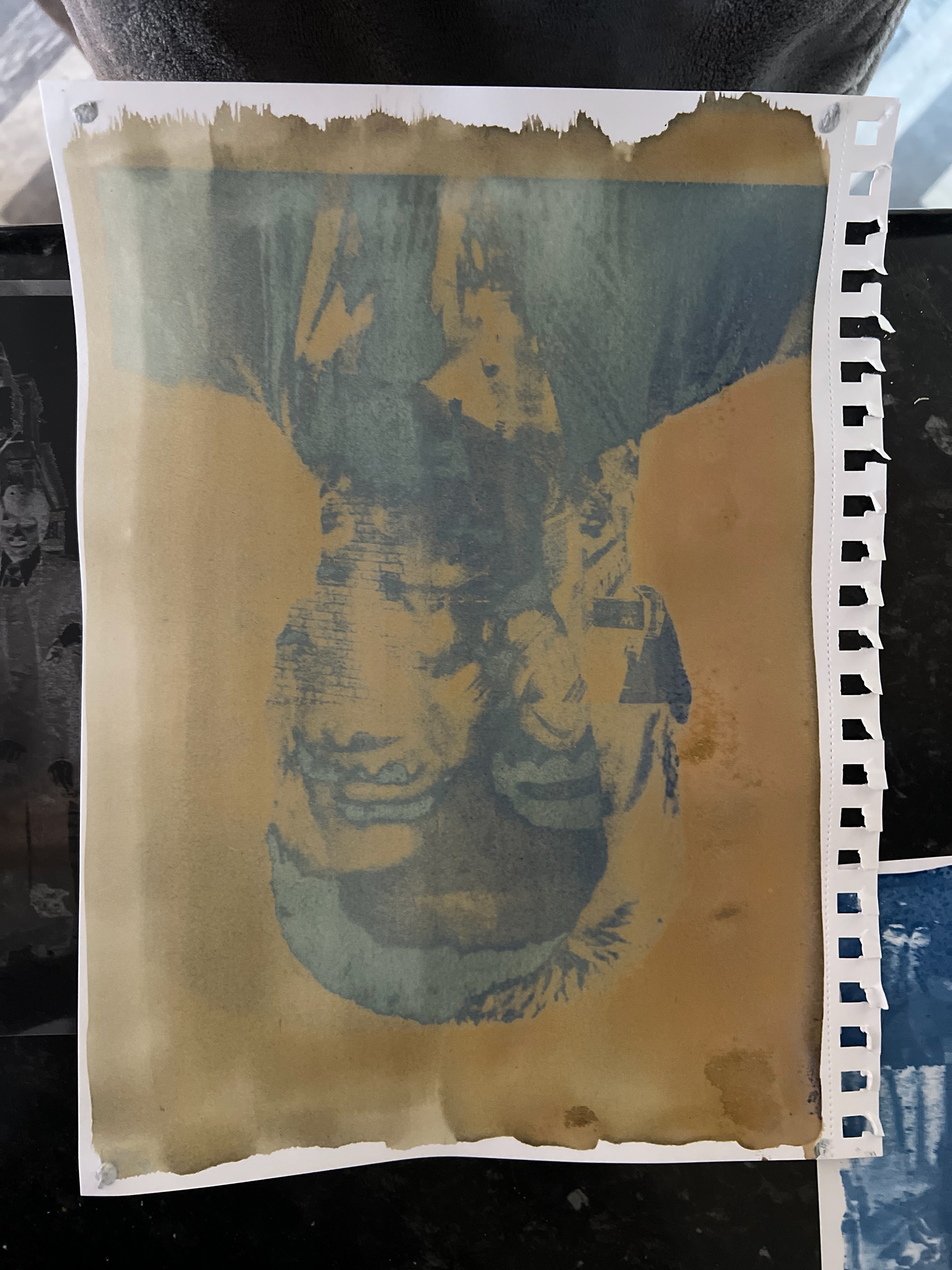 Castiglione. C (2024). Cyanotype development. 14.85 x 21cm
