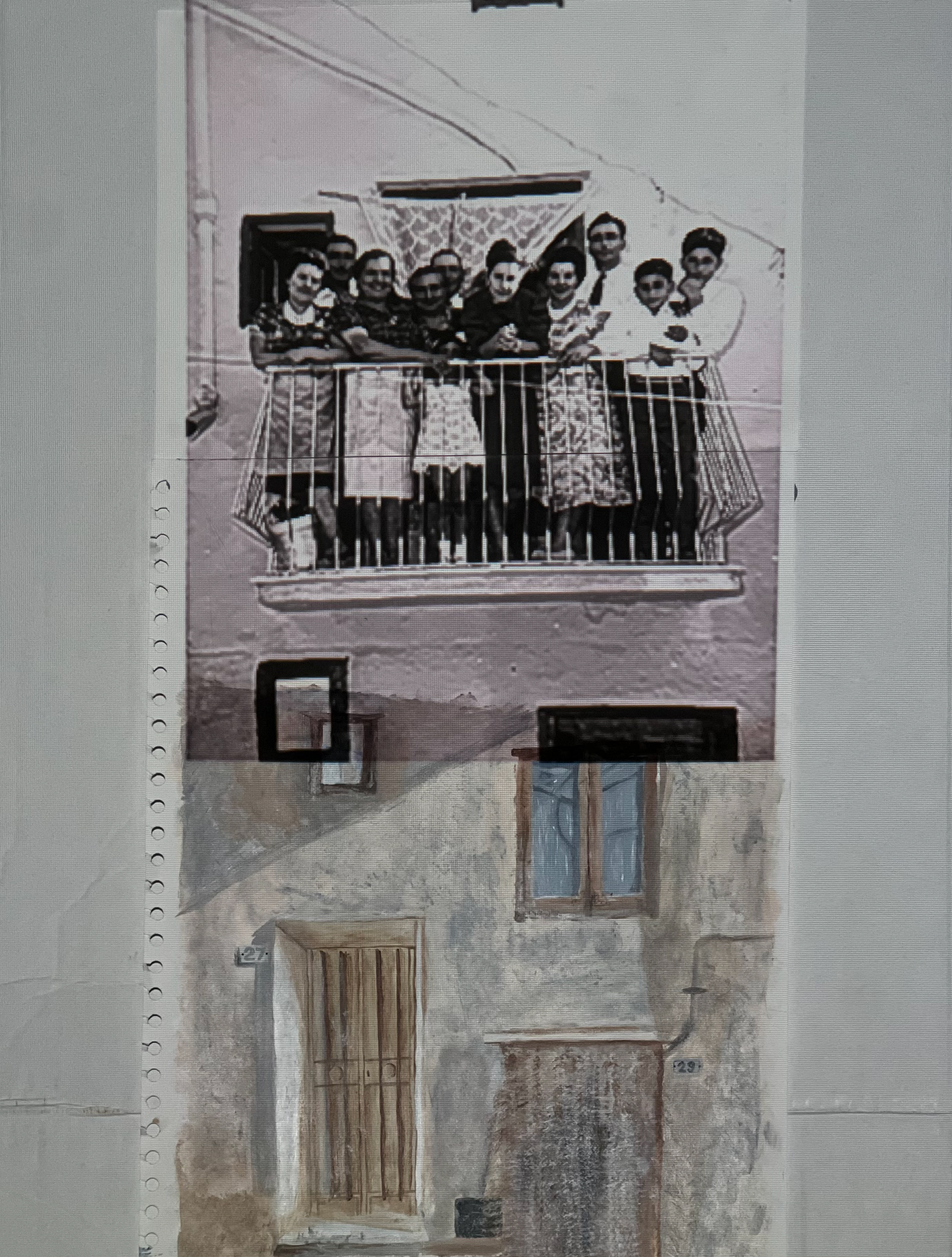Castiglione, C. '27' (2024) Acrylic on paper, 29.7 x 42cm, Projection overlay.