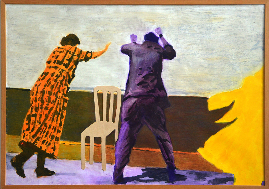 Turning home #5-  oil & veneer on paper, 70 x 100 cm -  2014 