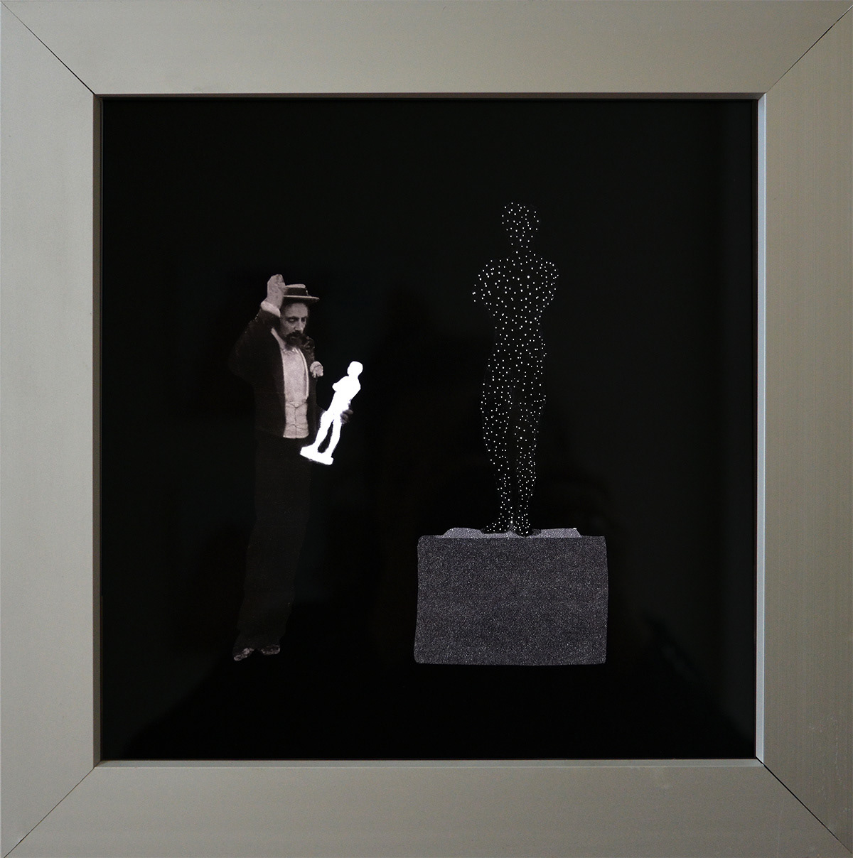 The sculptor’s deceit 2025 32x32cm collage on light box