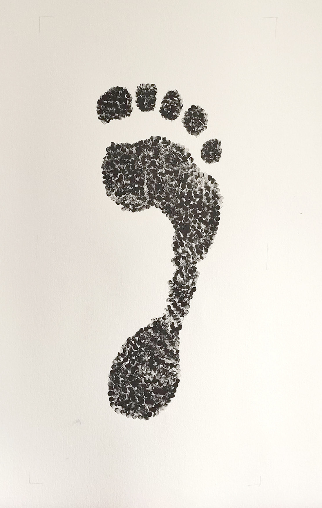 footprint, fingerprinted, acryl on paper, 200x150cm