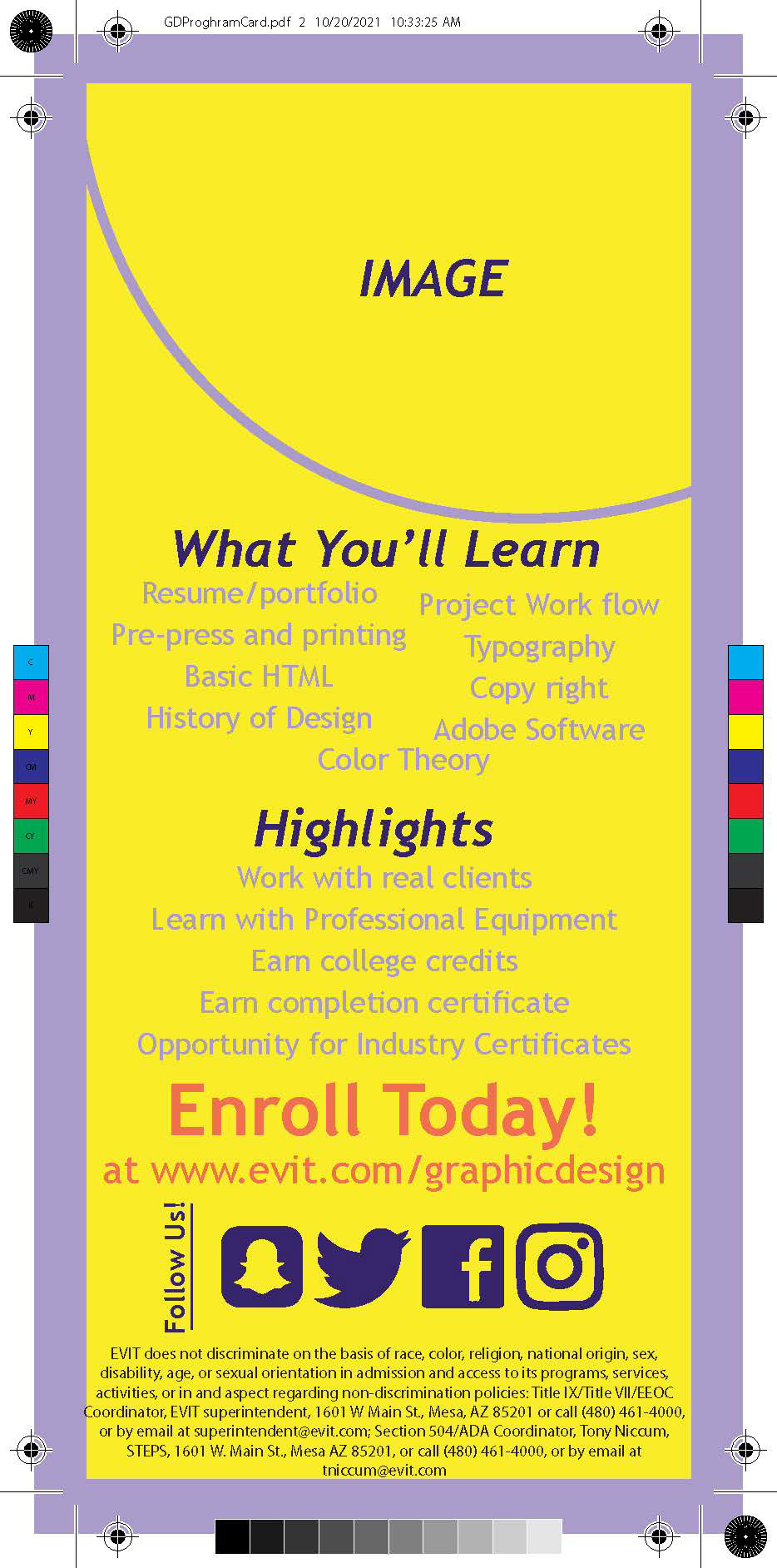 EVIT Program Card