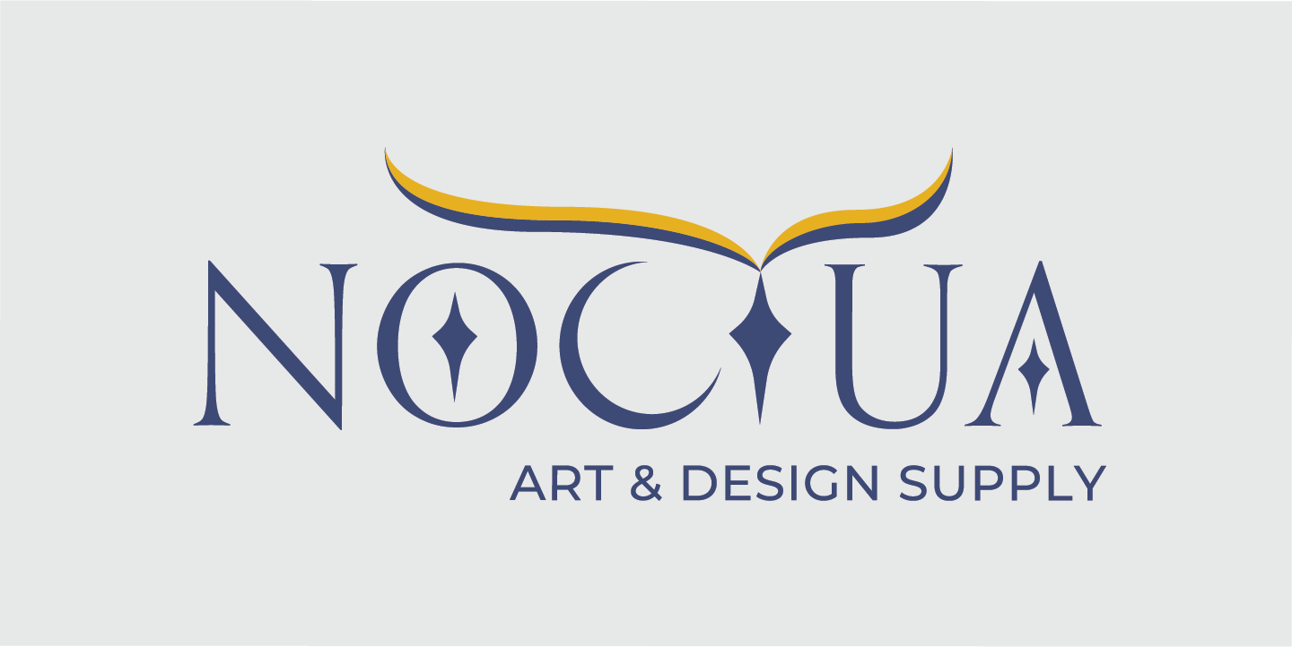 A wordmark logo for Noctua in navy and gold, with stars in the counters of the O and A, and an owl's brow above the T.