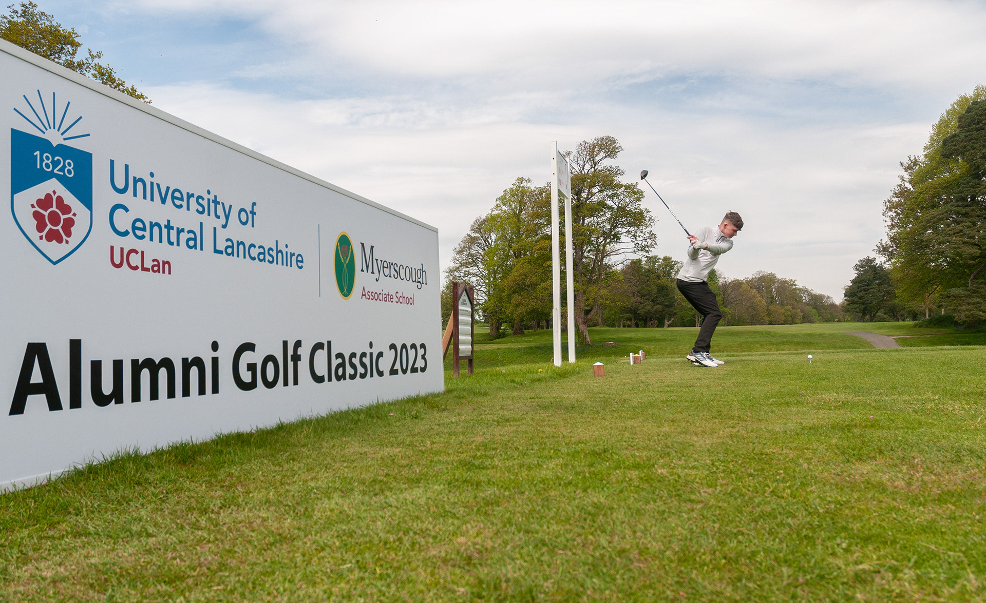 Tee shot during the 2023 UCLan Myerscough Alumni Golf Classic