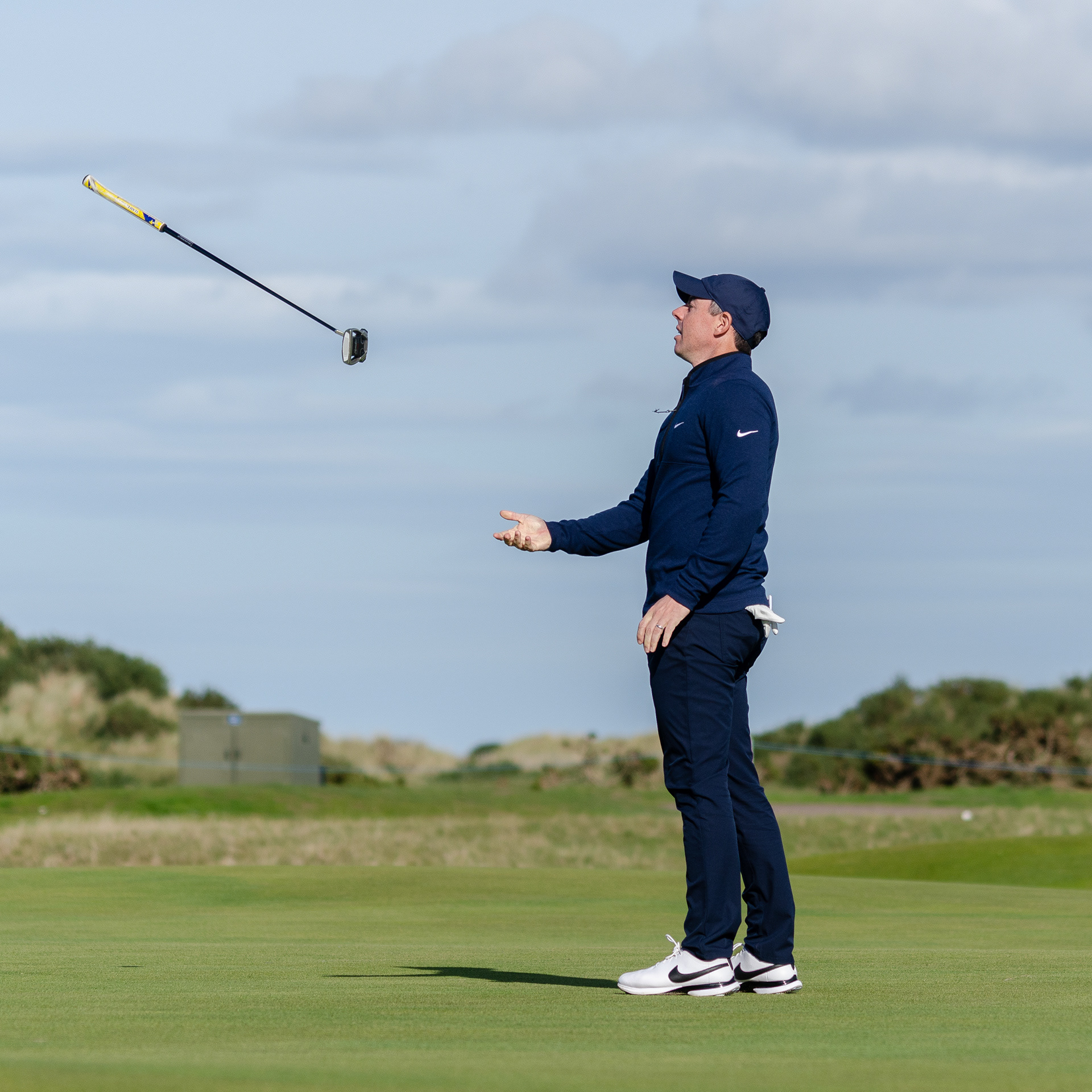Rory McIlroy putter flip after missing crucial putt during 2022 Alfred Dunhill Links