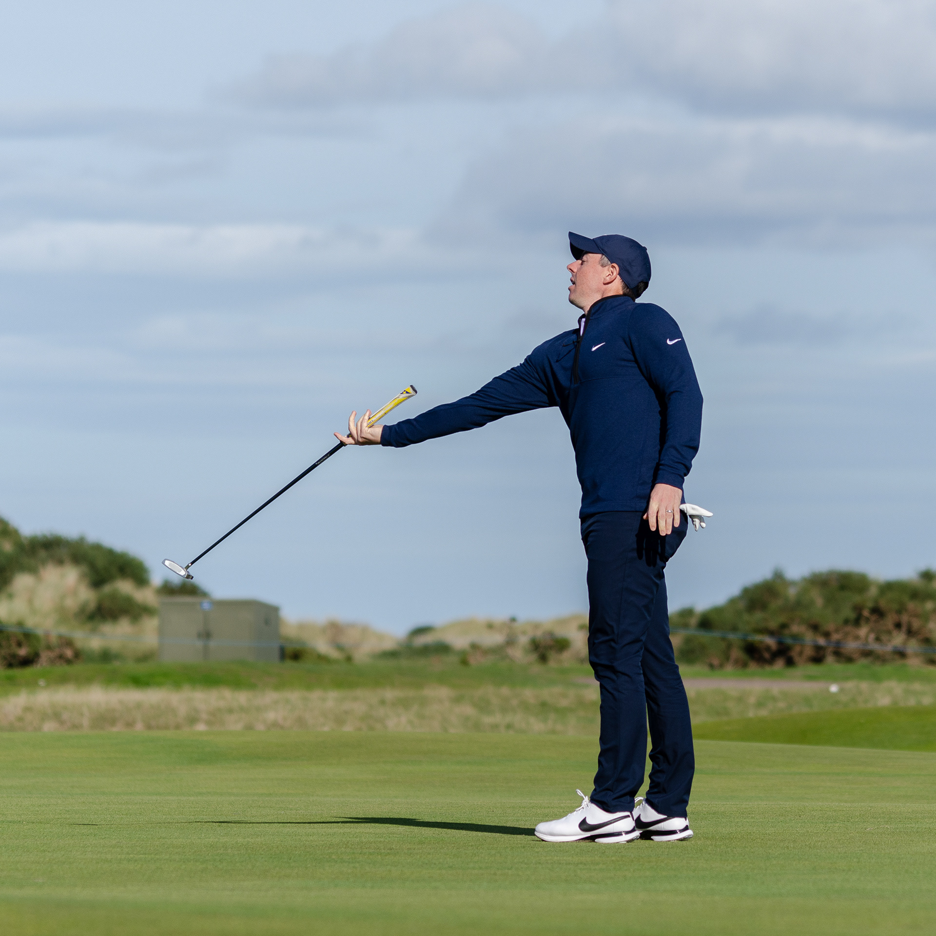 Rory McIlroy putter flip after missing crucial putt during 2022 Alfred Dunhill Links