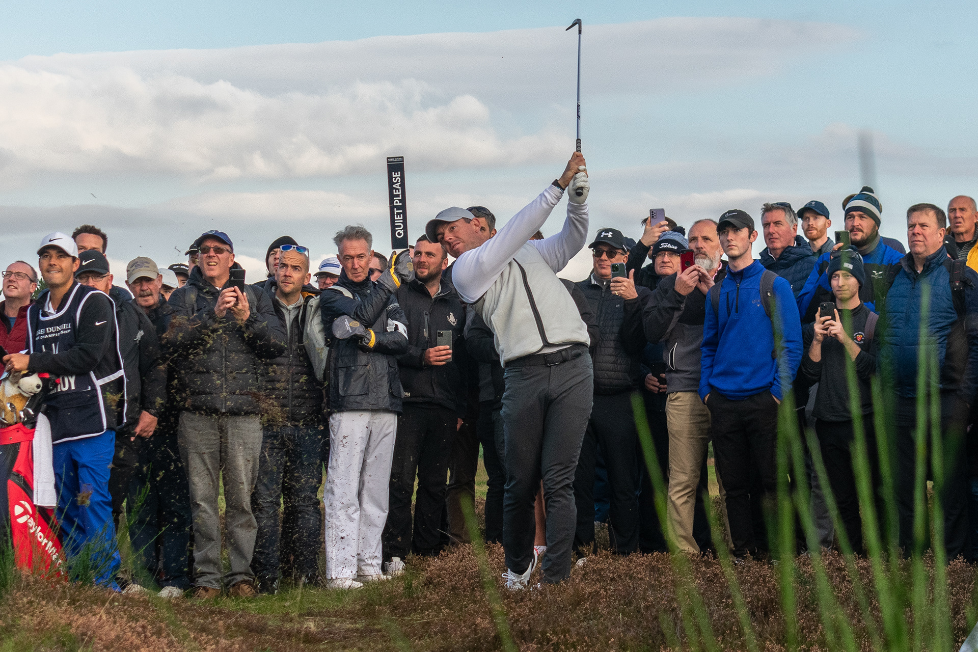 Rory McIlroy plays from the rough on 12th hole at Carnoustie, 2022 Alfred Dunhill Links