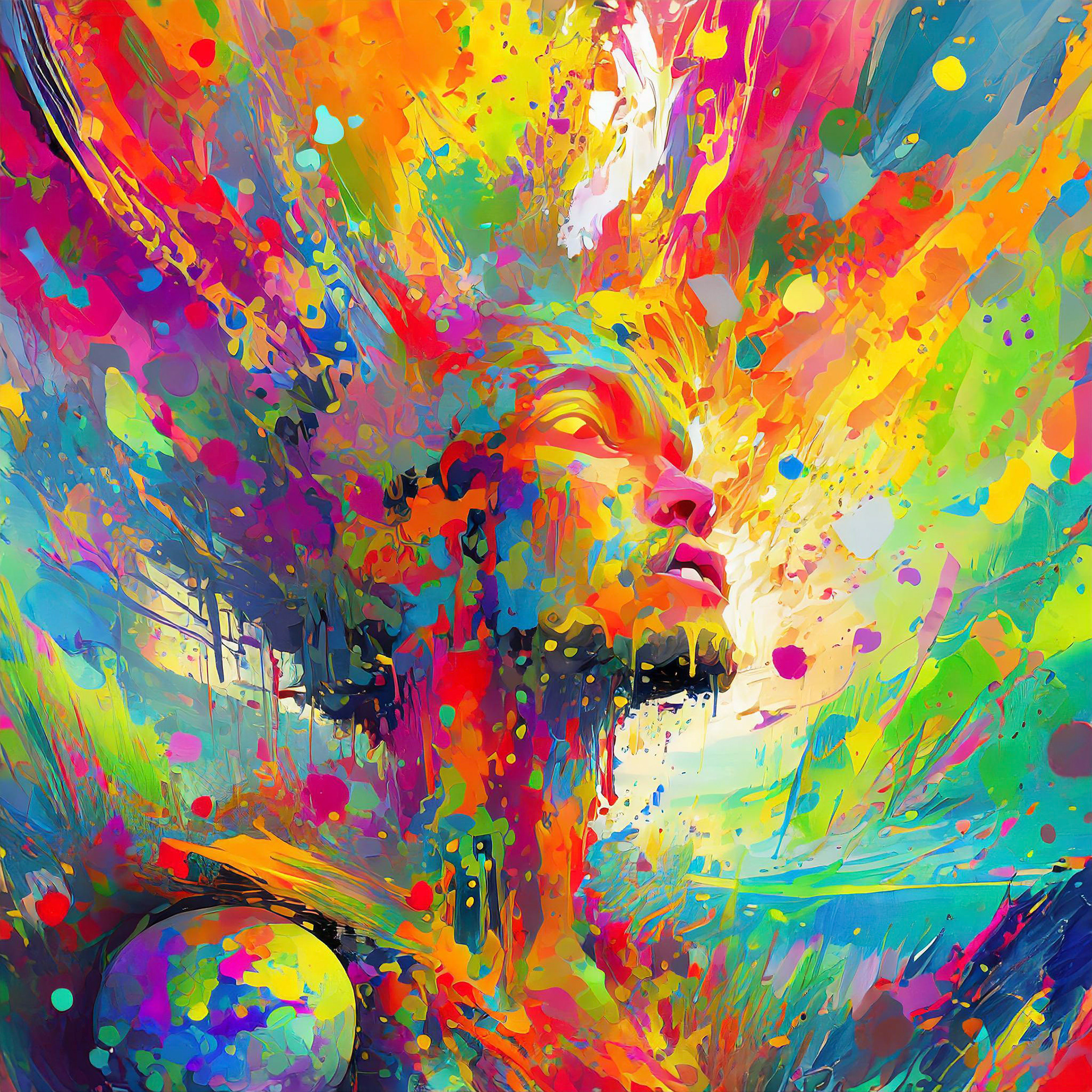 Art gallery collection of brightly colored generative artworks, featuring intense hues and dynamic abstract patterns.