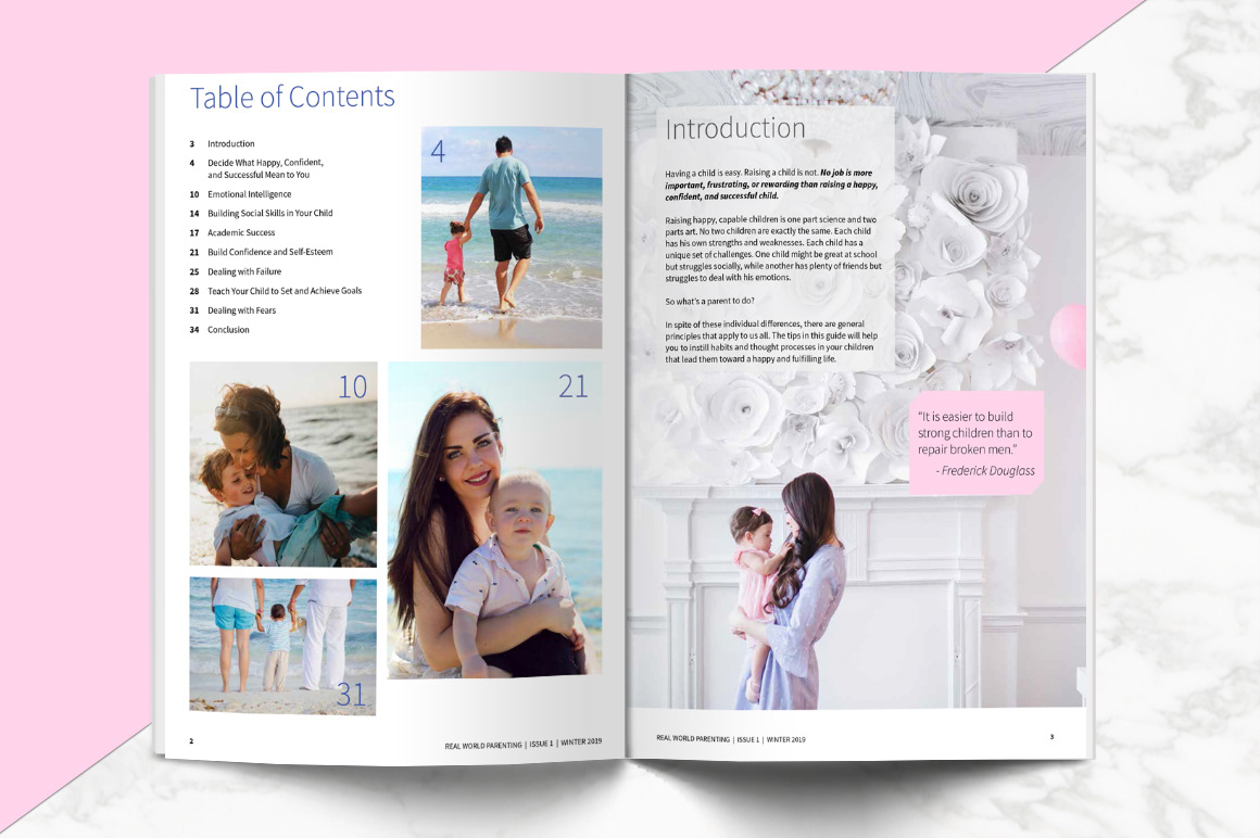 Parenting magazine contents design