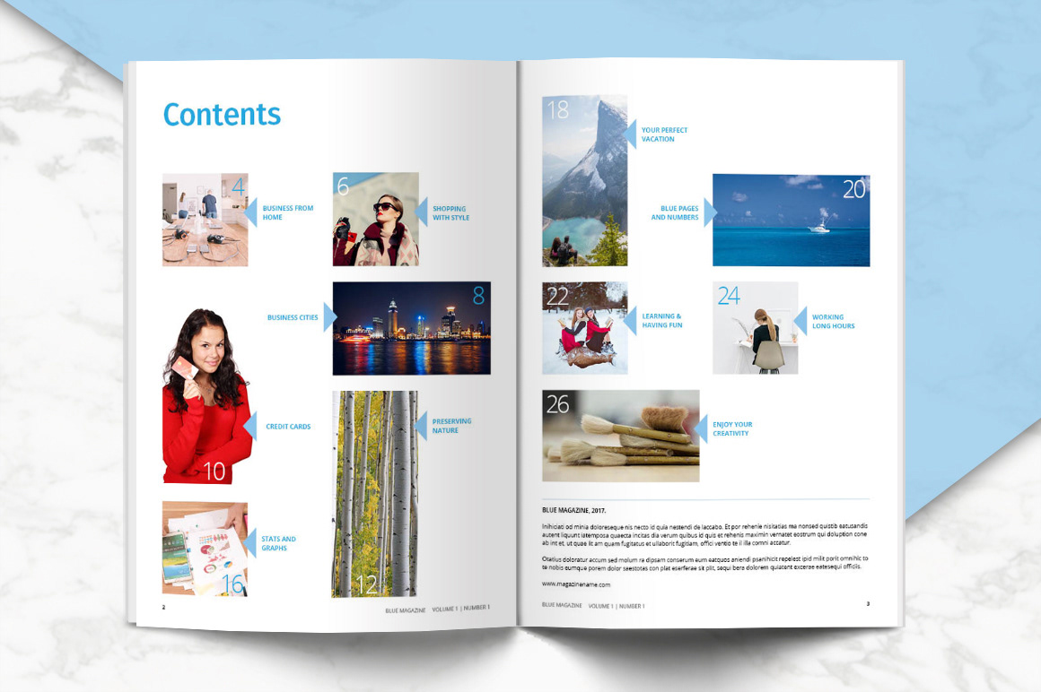 Multipurpose magazine contents page design