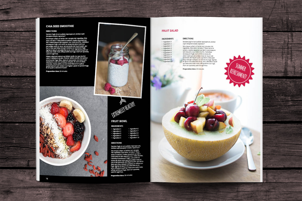 Food magazine with recipes design
