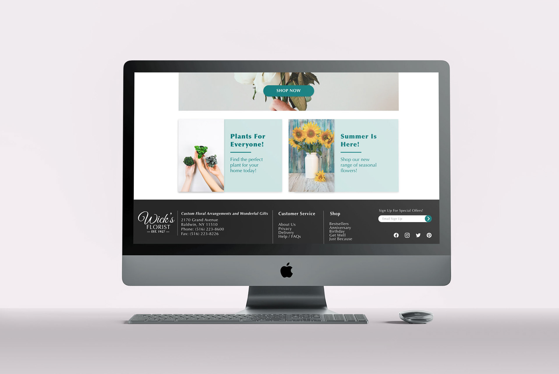 Bottom view of home page.