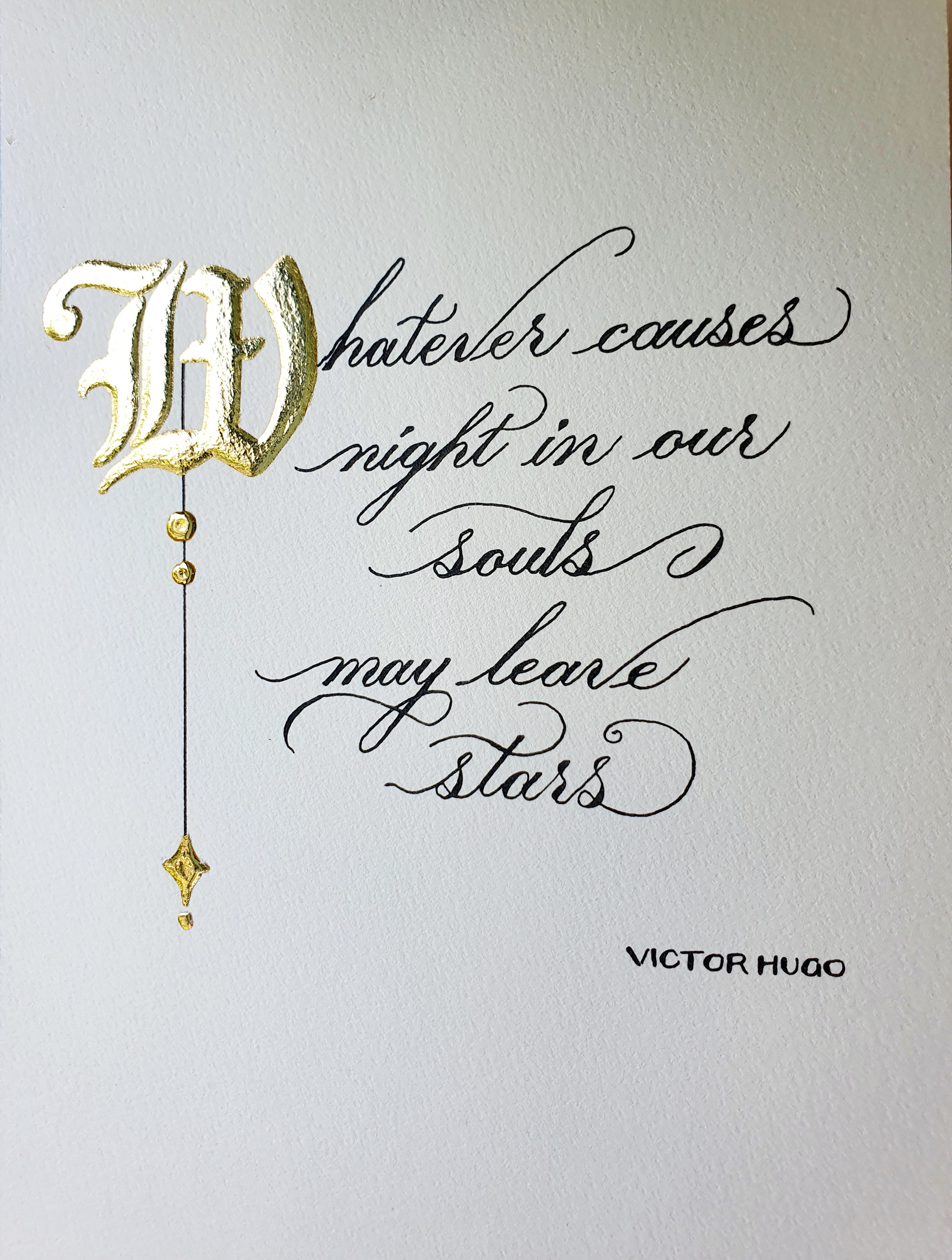 Calligraphy quote, hand-written with 24-carat gold