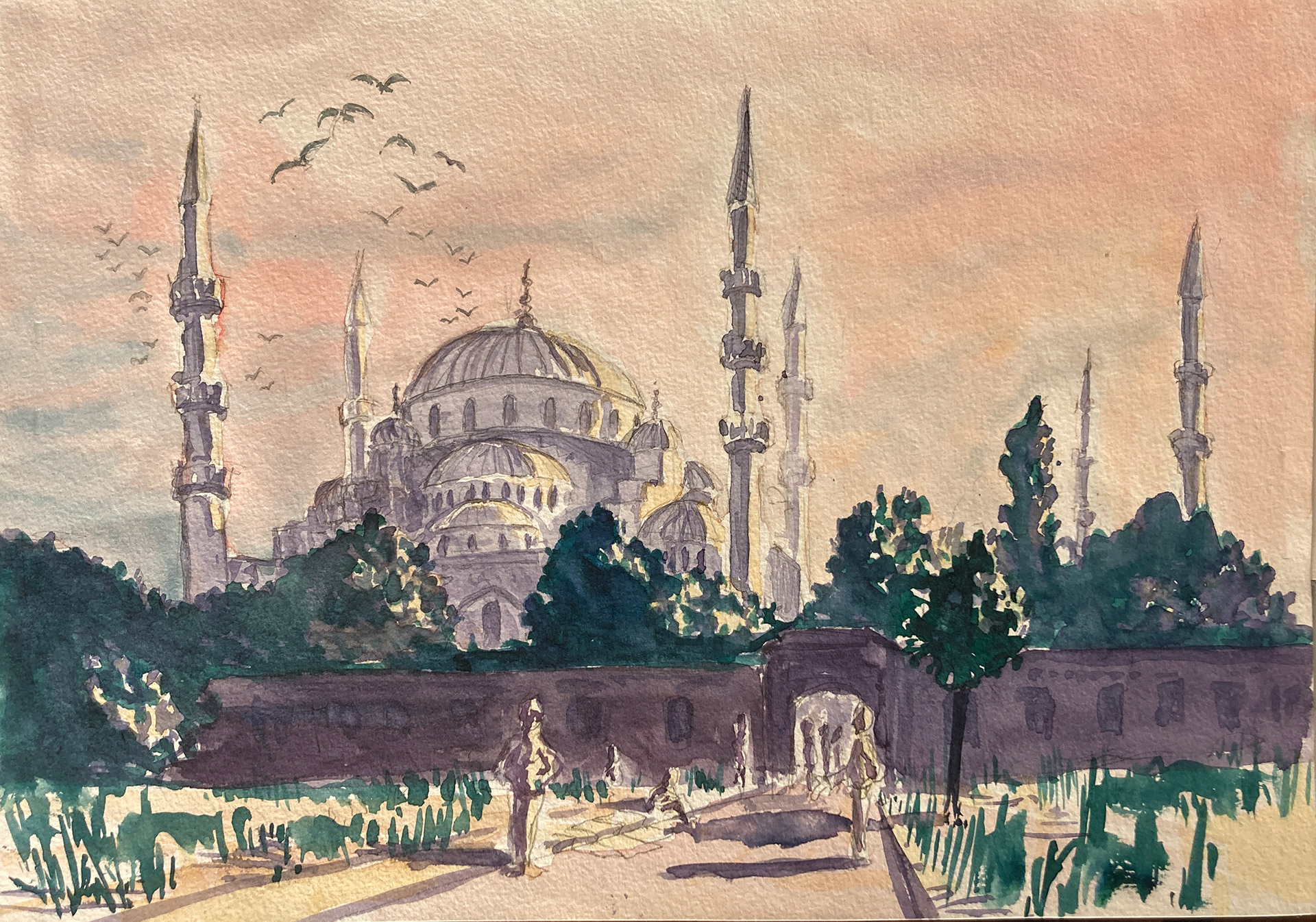 Aquarelle Laurent Berset Istanbul