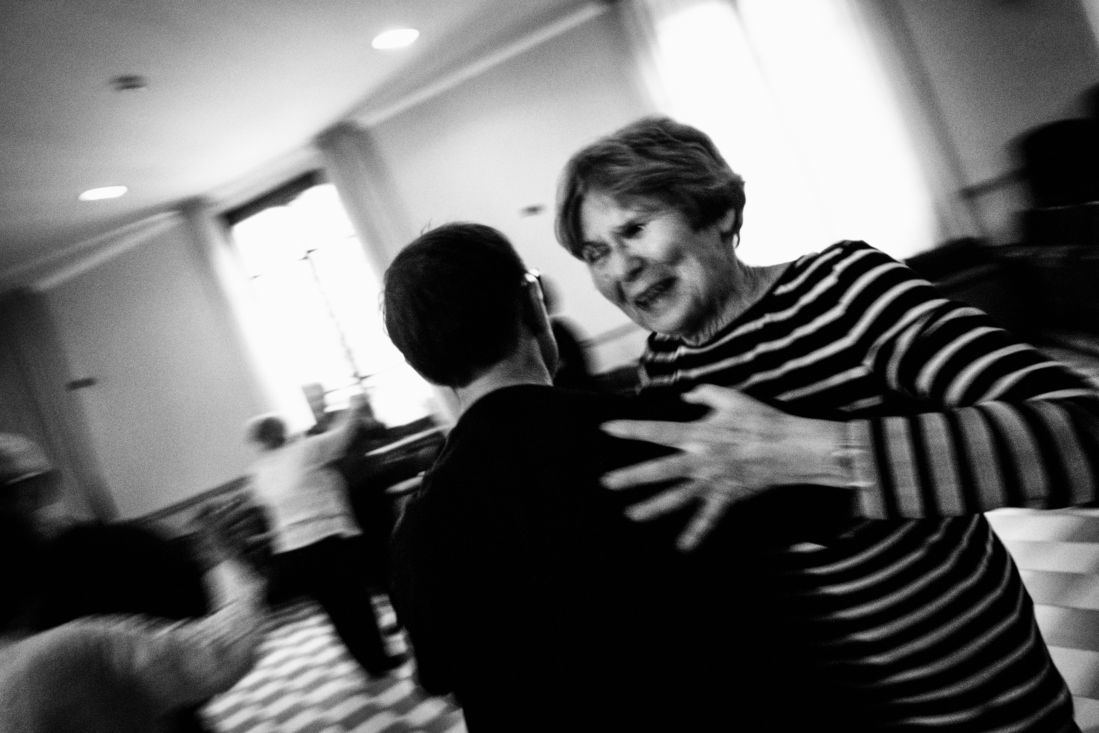 Milano Italy,2023. Erminia originally from Switzerland, 80 years old, blind since 10. Among the many activities proposed by the Union of the Blind of Milan, dance class represents an important weekly event for many. Thanks to the two instructors, blind participants have the opportunity to move quickly to the rhythm of music, achieving notable results. The Union dance class was on national television for their accomplishments.