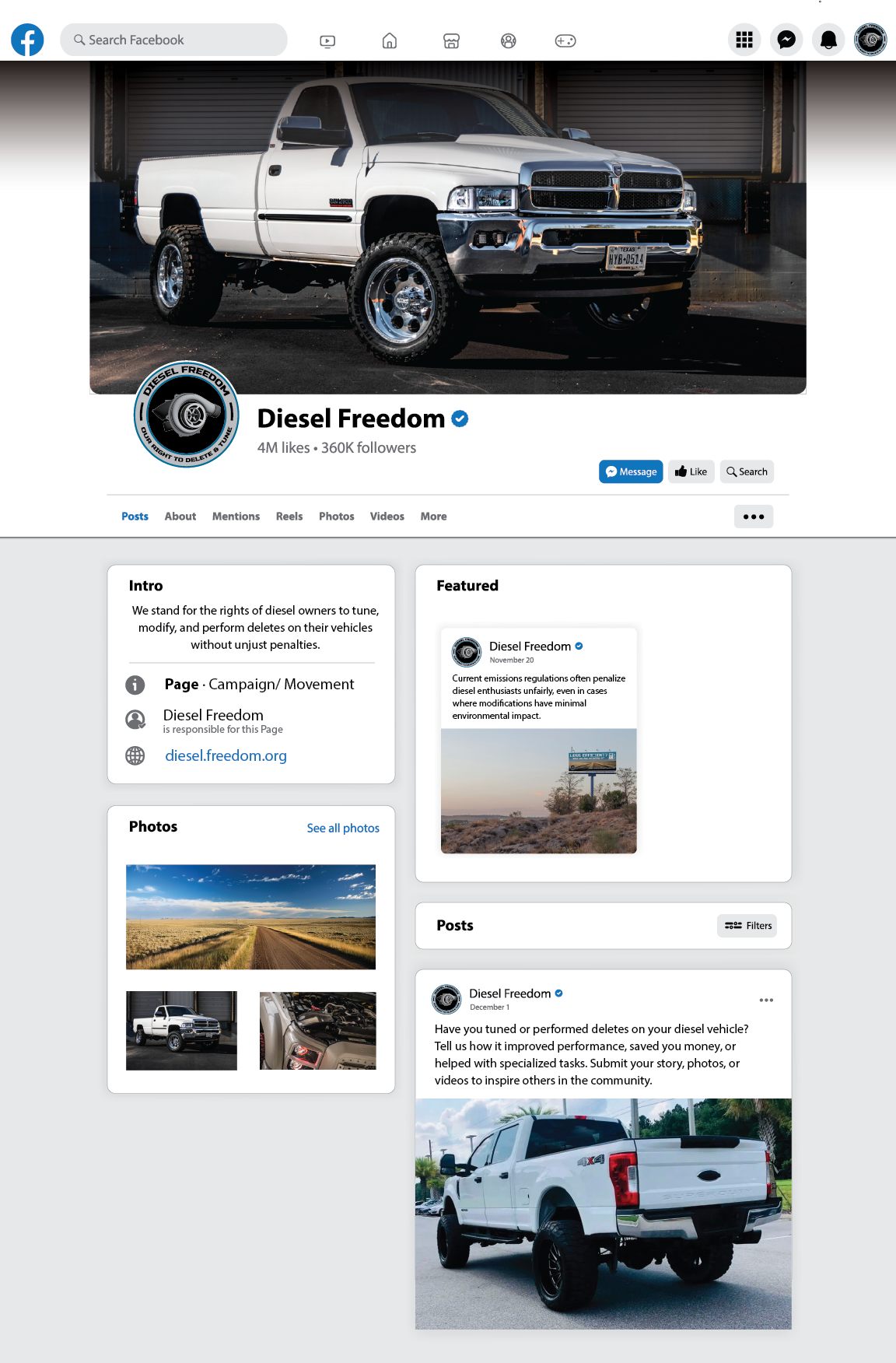 Diesel Freedom Facebook Page