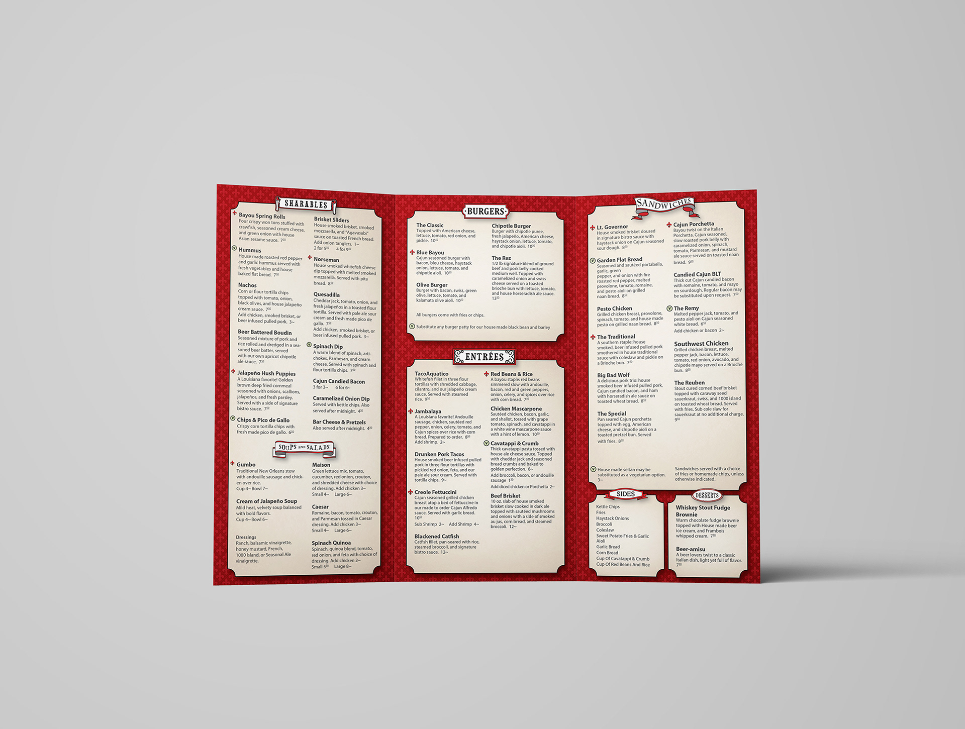 Take-out menu | 11" x 8.5" trifold (inside)
