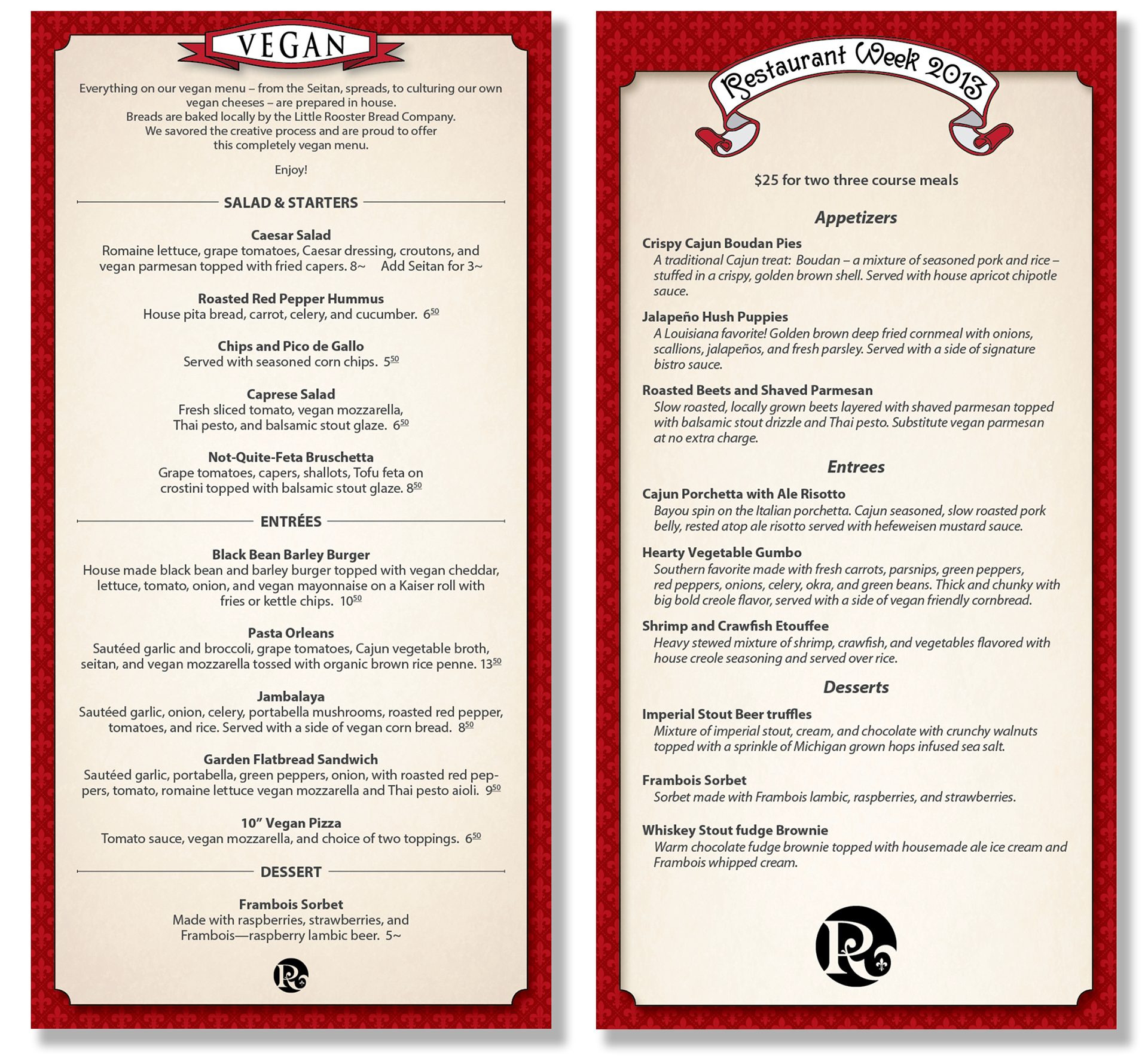Specialty menus | 5.5" x 11"